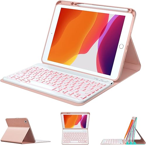 BOBOLEE Funda de teclado para iPad de 9 generación de 10.2 pulgadas, 8 7 (202120202019), teclados para iPad Pro de 10.5 pulgadas, iPad Air 3rd,