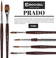 Vista 4 de Speedball Art Products Escoda Prado Series Artista Acuarela y Acrílico Cepillo de pintura Filbert de mango corto, tamaño 18, Sable sintético