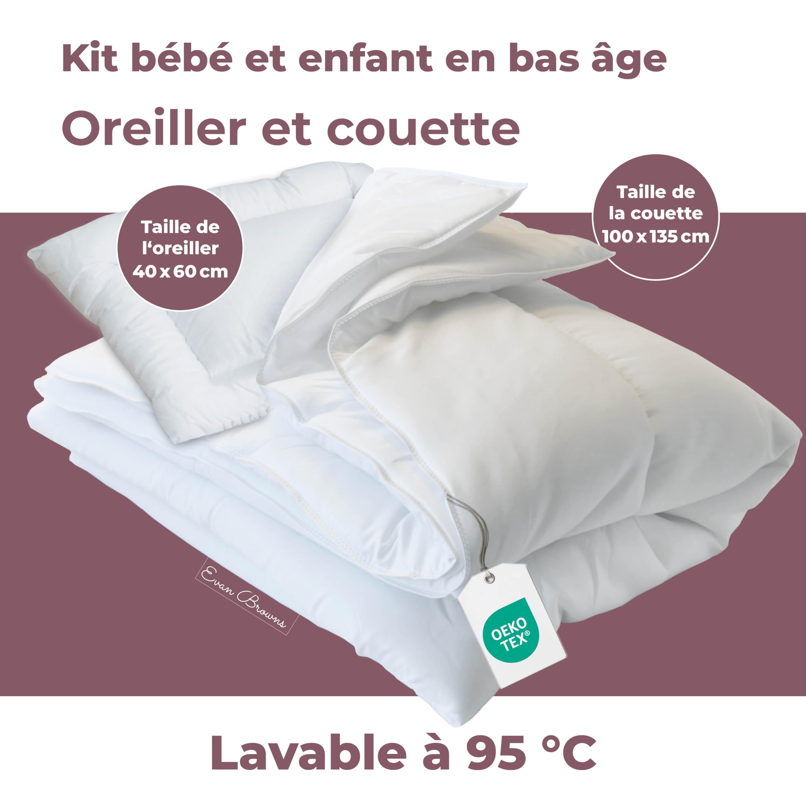Set Couette Bébé 100x135 + Oreiller 40x60 – Couette Enfant Motif Renard – Couverture Lit Bébé Douce, Respirante et Lavable