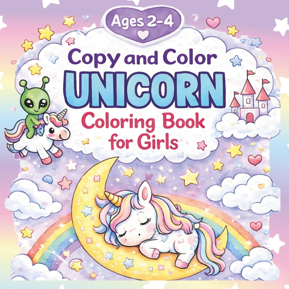 Copy & Color Unicorn Coloring Book for Girls Ages 2–4: Simple Fun Unicorns for Toddlers and Preschoolers
