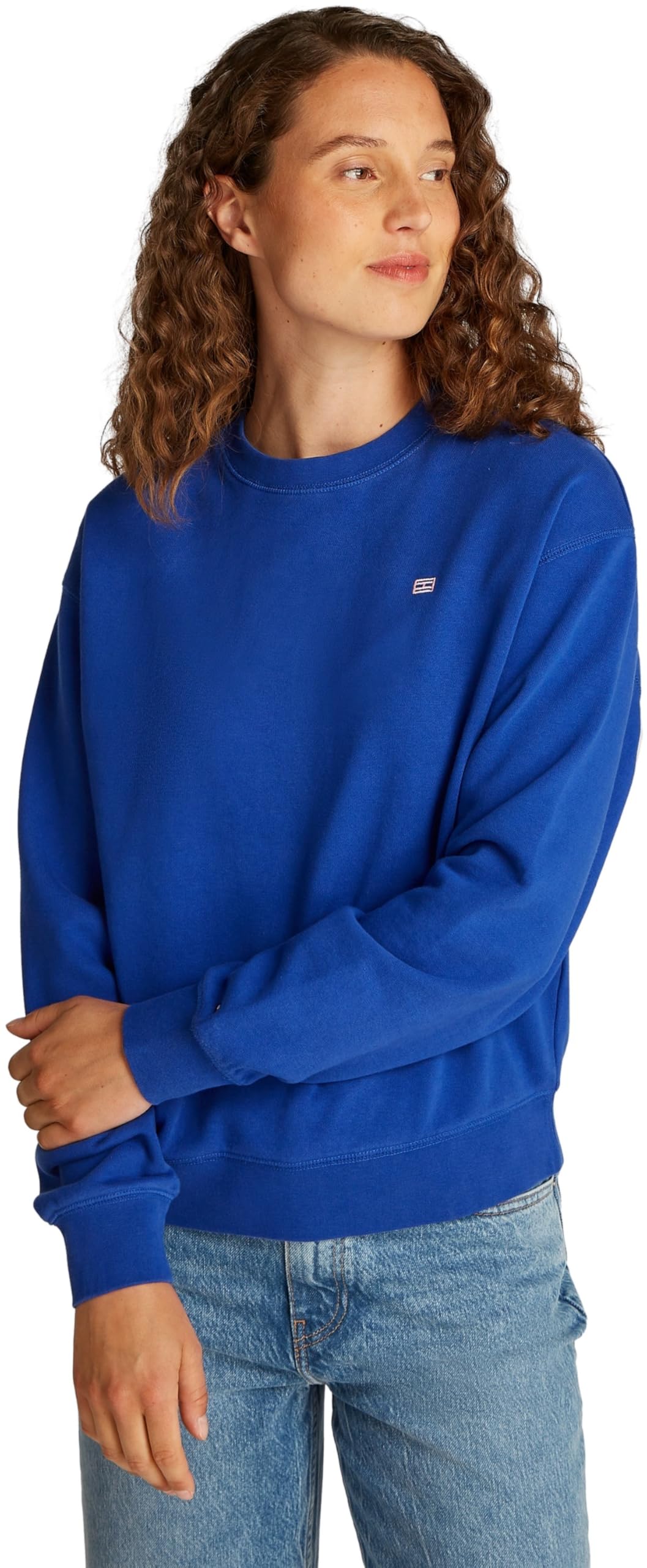 Tommy Hilfiger Women’s Contrast Flag Regular Fit Sweatshirt, Blue (Noble Blue), XXL