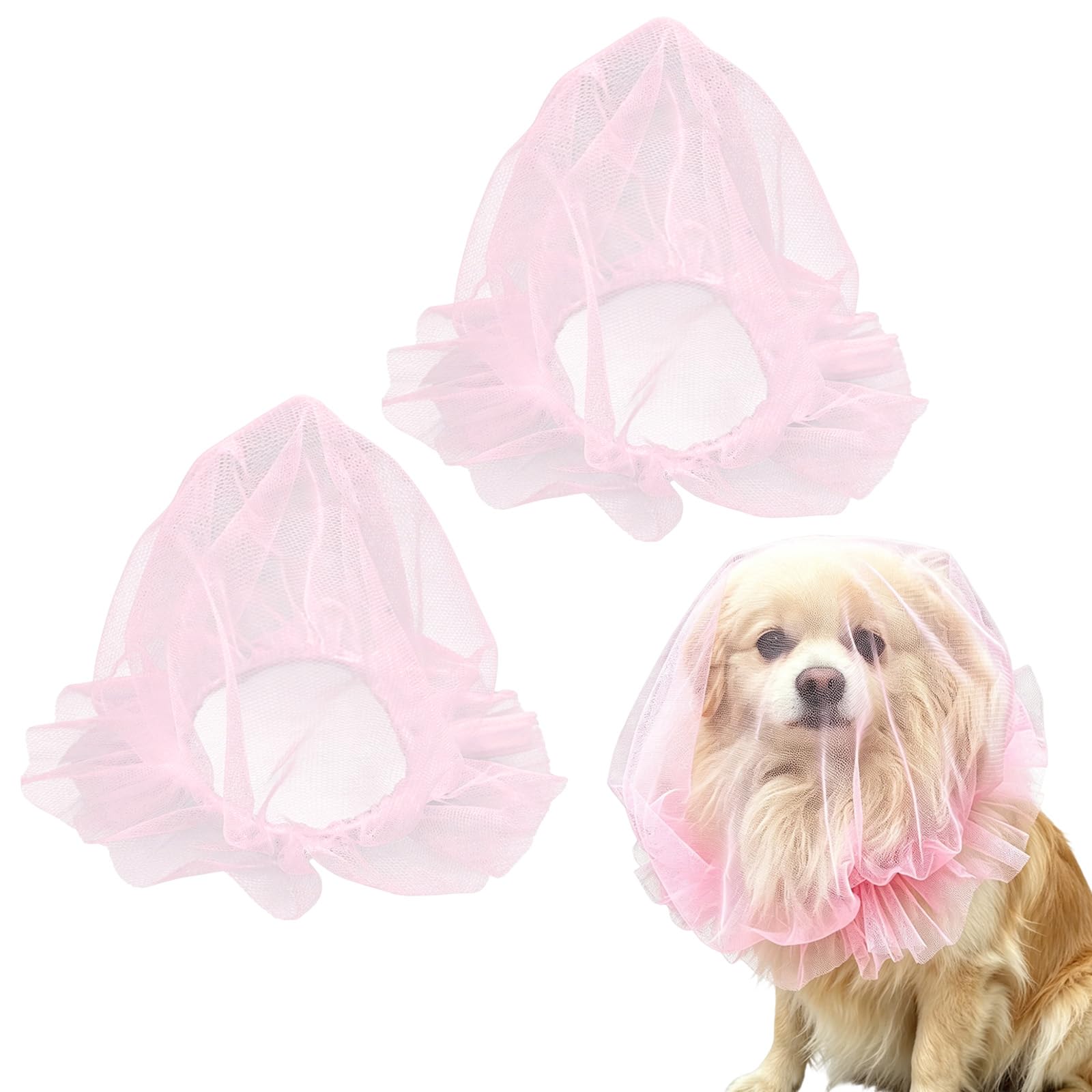 Dog Face Mesh Net,2Pcs Quick Release Mesh Dog Head Cover, Anti Eating Pet Headgear for Cats Small Medium Dogs (Pink, L (4~15KG))