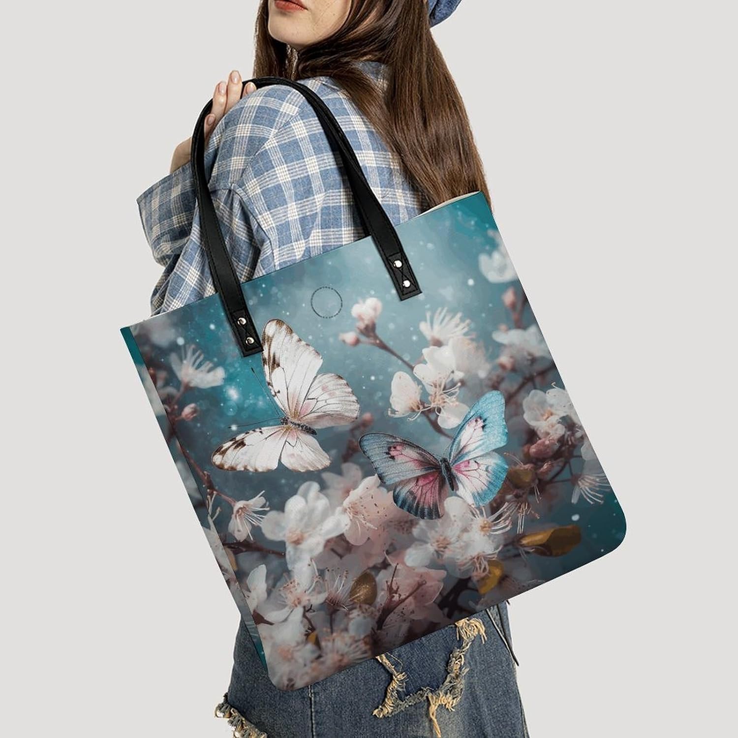Butterflies Are Flying Handbags Large Capacity, Tote Bag Stylish Slouchy, Shoulder Bags for Work Beach Travel And Shopping Grocery.