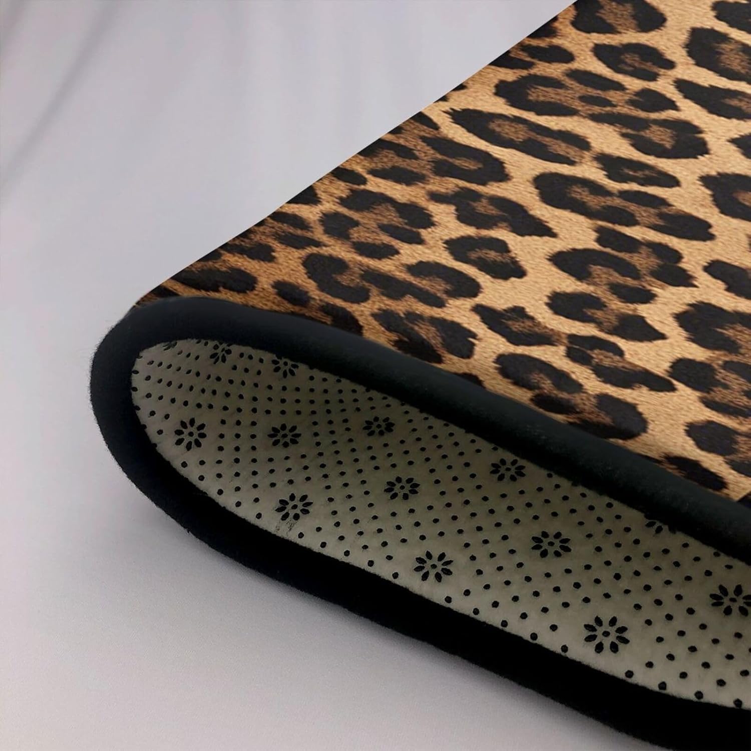 Flannel Non-Slip (Leopard Print) Rug Pad 80×50in Soft Washable Protective for Hardwood Floors Bedroom Bathroom Living Room