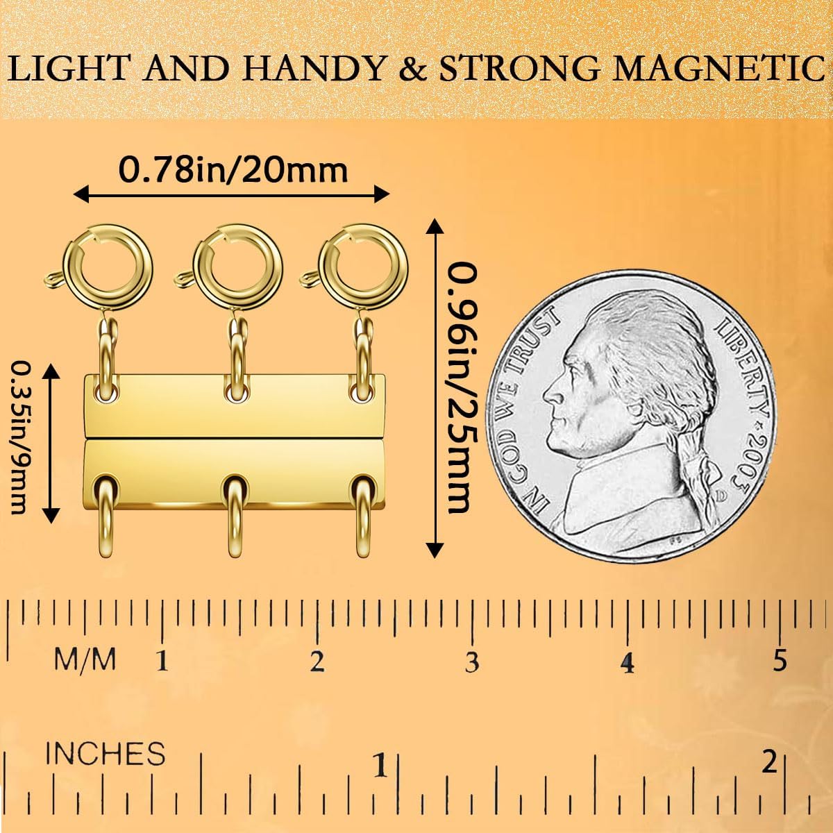 Layering Magnetic Necklace Clasps, Multiple Necklace Clasp,Necklace Clasps for Layered Look，Stainless Steel Chain Link Clasps for Necklaces and Bracelets, Silver, Gold (4pcs|Golden Silver B) image 2