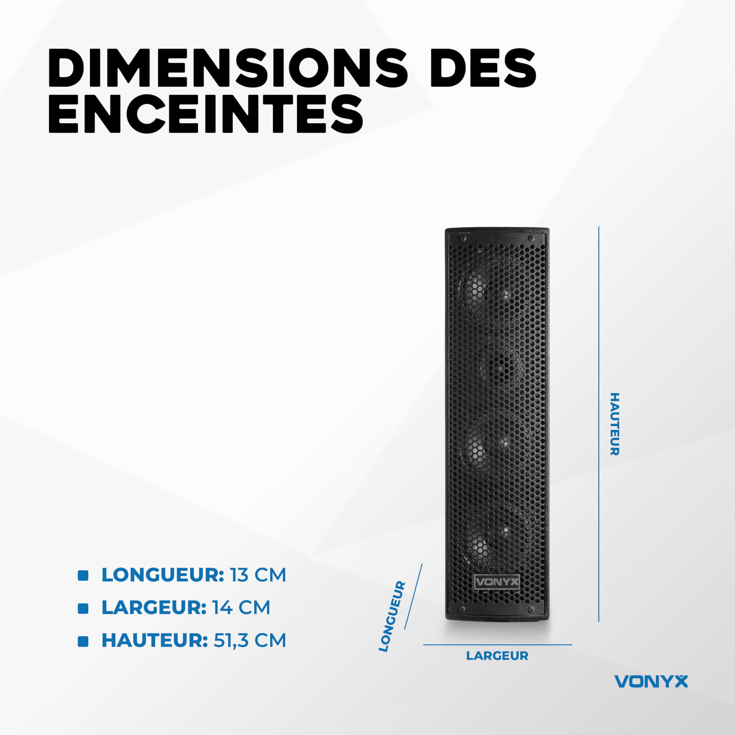 VONYX VX1050BT - Système de Son Triphonique 2.2 avec Micro, Puissance de 1150W, Idéal pour Soirées et Evènements, BT/MP3/SD/USB/AUX, Prêt à l'emploi, se Range Facilement