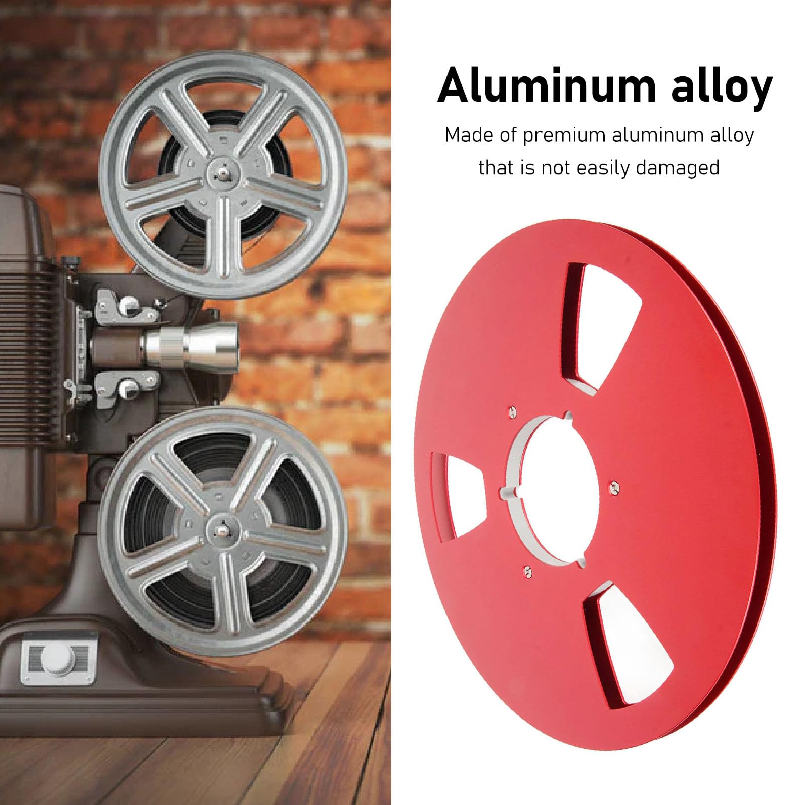 10 Zoll 1/4 Zoll Leere Bandspule für den Austausch Aller Offenen Spulenmaschinen, 3 Windwiderstandslöcher, Aufwickelspule aus Aluminiumlegierung für Aufnahmen, Professionelle (Rot)