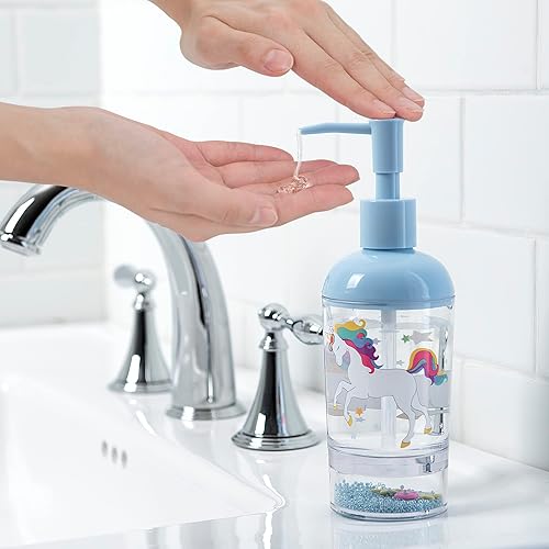 Miniatura 3 de Colección de baño de unicornio y arco iris de 5 piezas cortina de ducha dispensador de jabón soporte para cepillo de dientes vaso y papelera de
