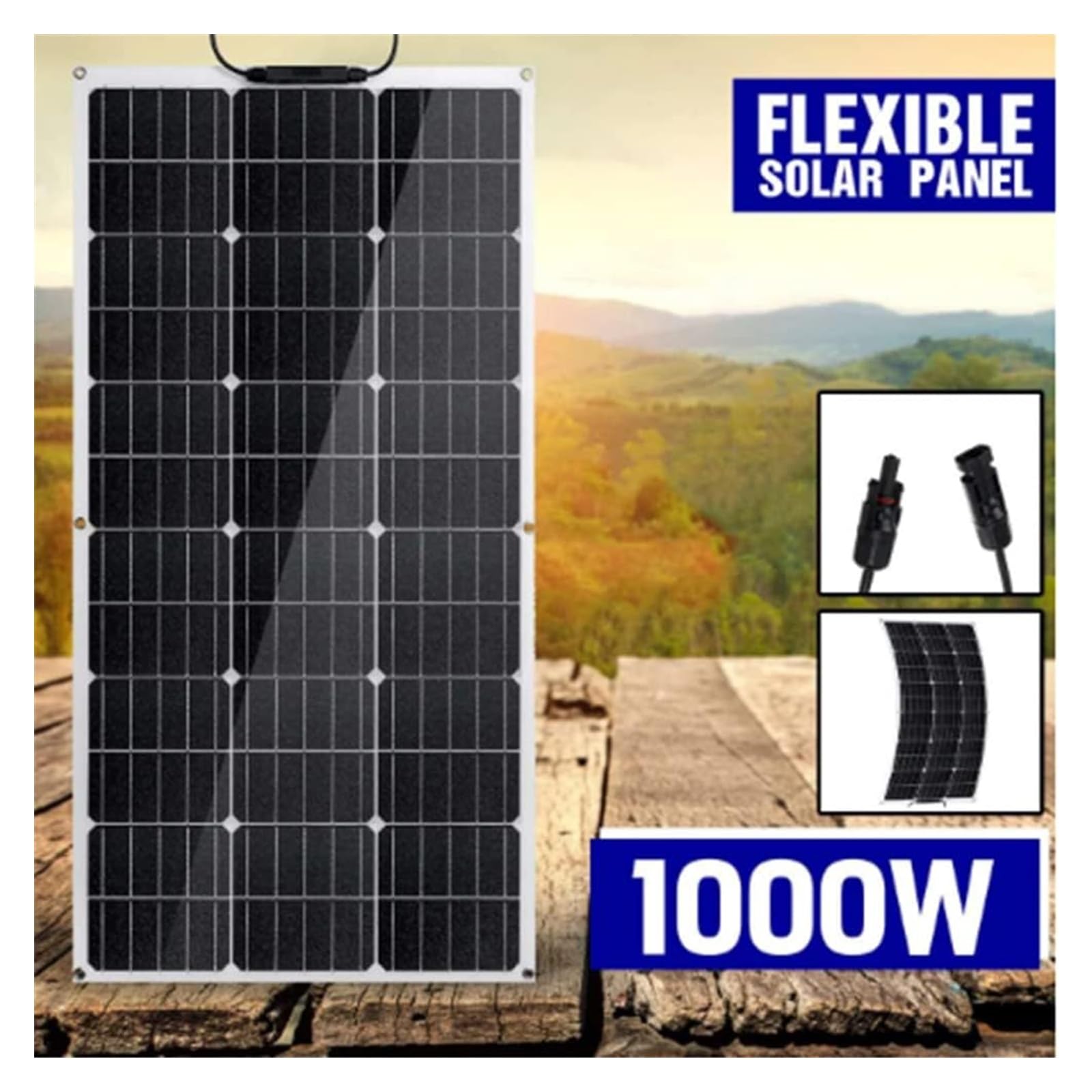 Elastyczny panel słoneczny, 18 V, monokrystaliczny, elastyczny zestaw paneli słonecznych, kompletny zestaw baterii do kampera, do kampera, ogniwa słoneczne (1000 W)