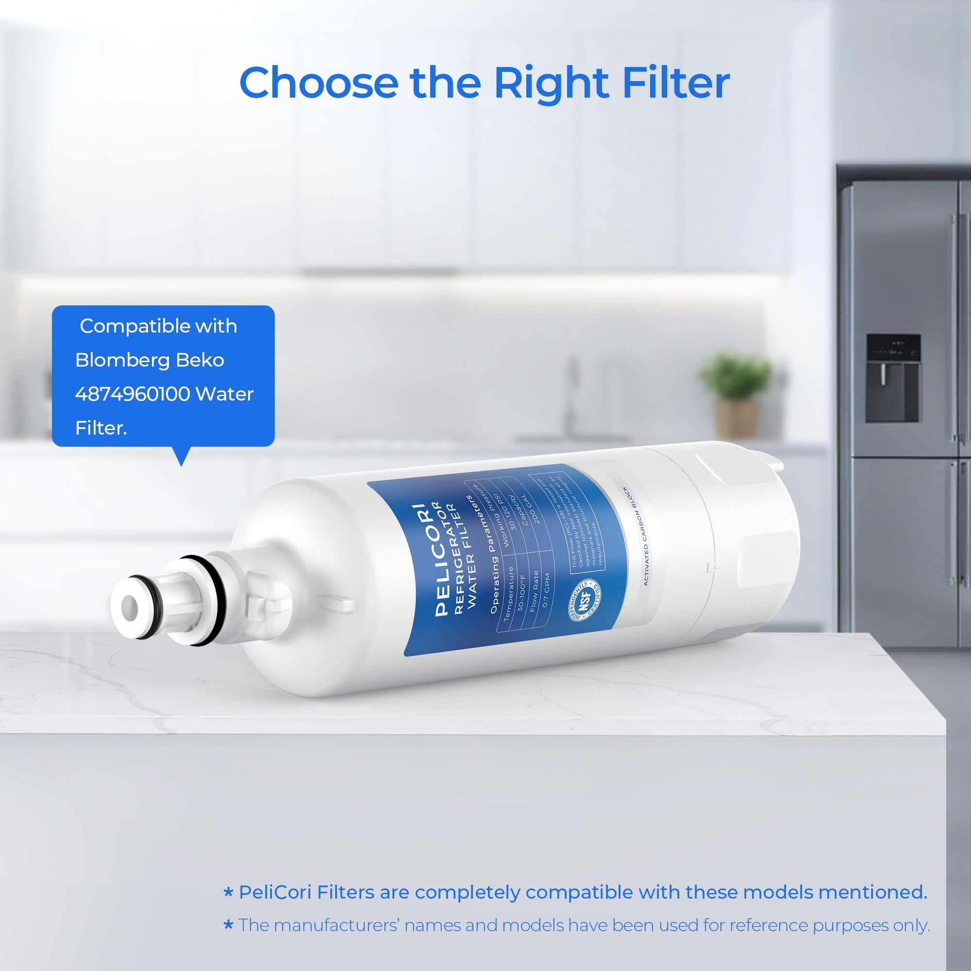 4874960100 Water Filter Replacement for Blomberg Beko 4874960100 Water Filter white 1 Pack — view 4