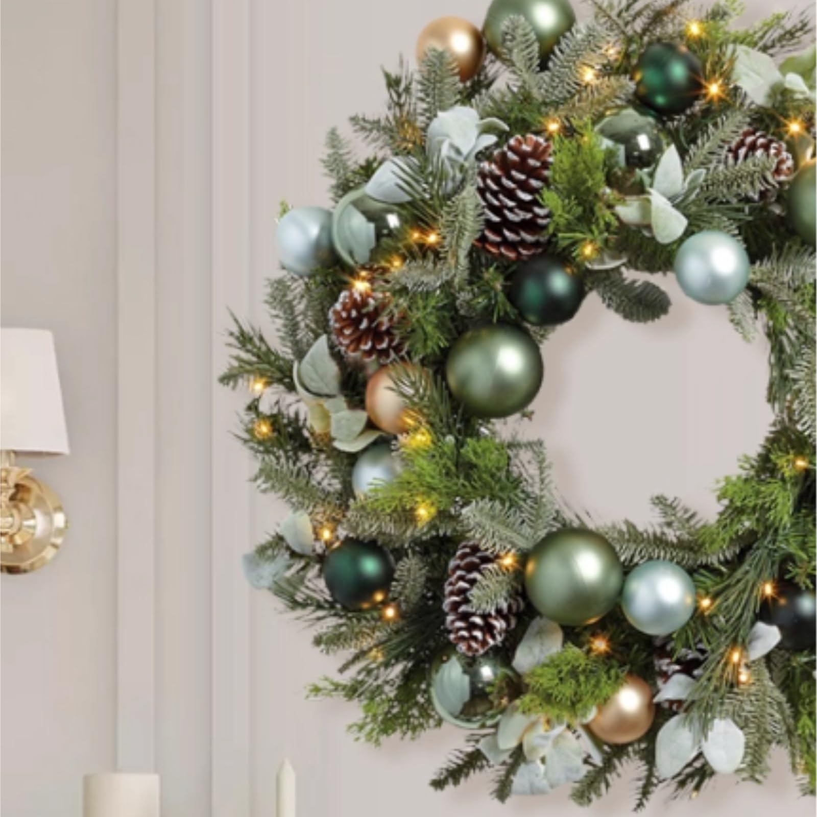 Winterkranz Dekokranz Weihnachtstürkranz Mit Zapfen, Festliche Wanddekoration Adventskranz Christbaumschmuck