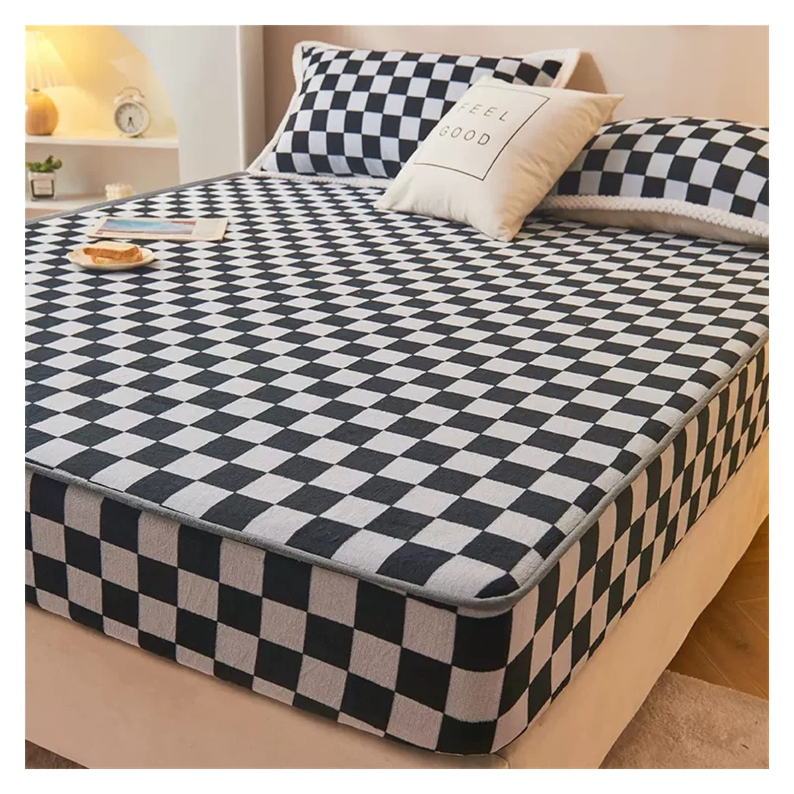 Bettlaken,Spannbettlaken,Matratzenschoner,Bettüberwurf,Verdicktes Flanell Einzelbett Spannbettlaken Verdickung Im Winter rutschfest Waschbar (Color : Solid Colour 1, Size : 120x200cm)