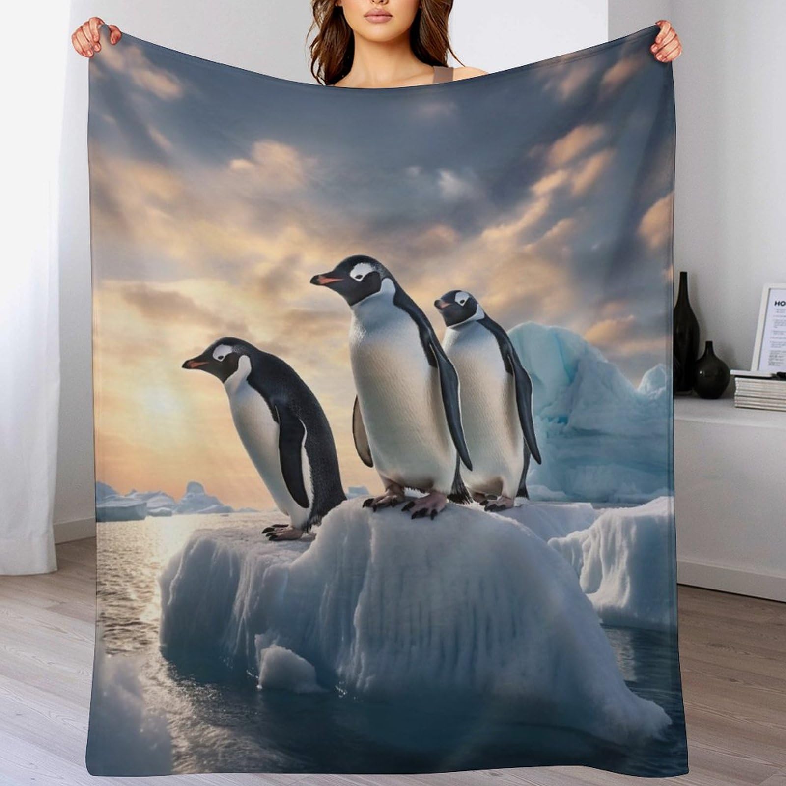 Couverture pingouin légère pour rester au chaud sans transpirer sur le canapé