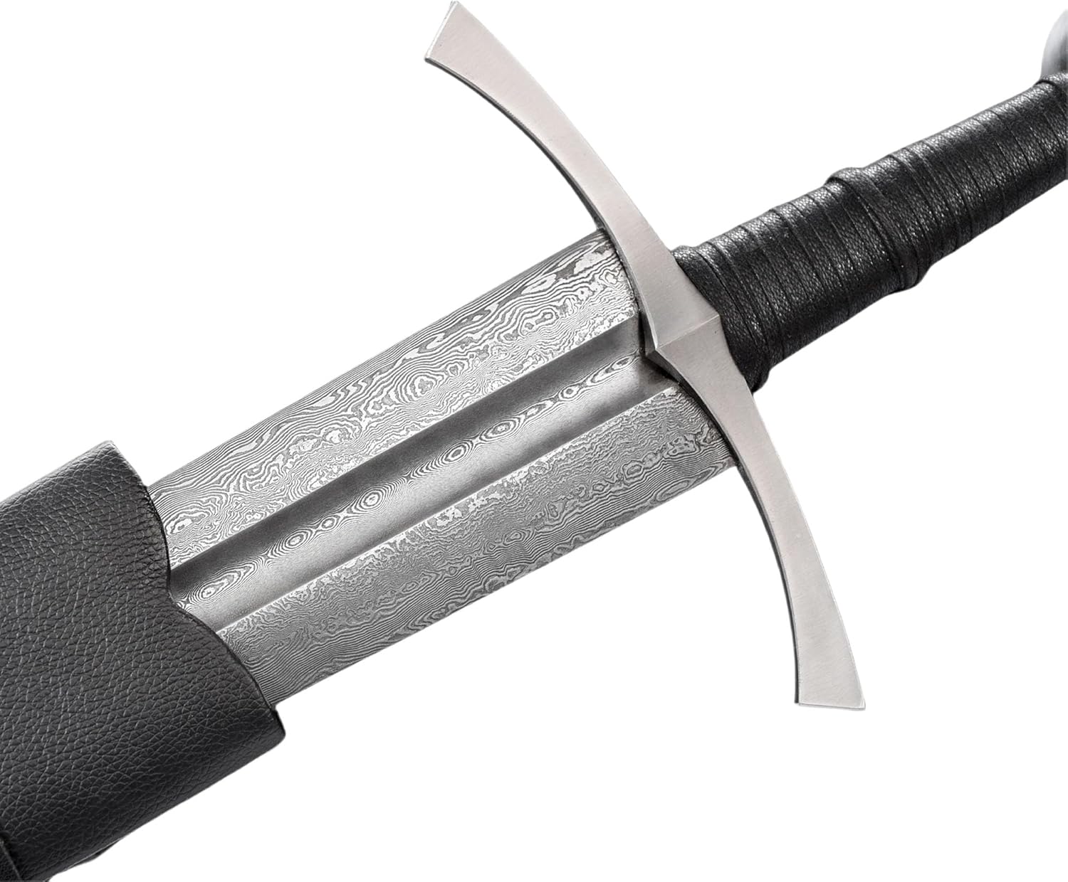 Medieval Hand Forged Patterned Steel Armed Sword - Full Tang Crafted Genuine Steel Opening | Leather Sheath | Ideal for Collecting, Larping, and Displaying