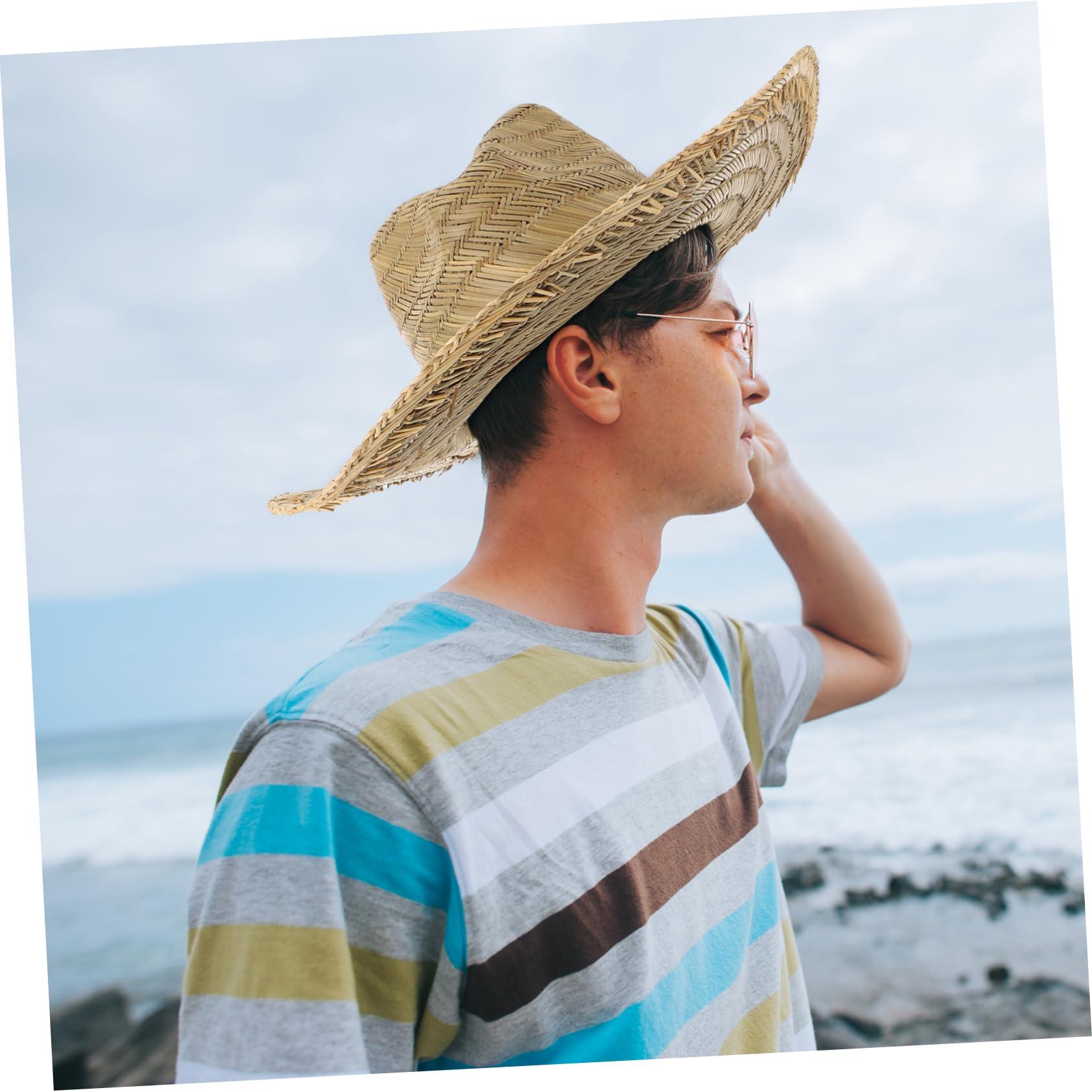 Beavorty Parasol Hombres Ancho Sombreros Playa Verano Sombrero para el Sol para Exteriores Gorras de Sol Sombrero de ala Ancha