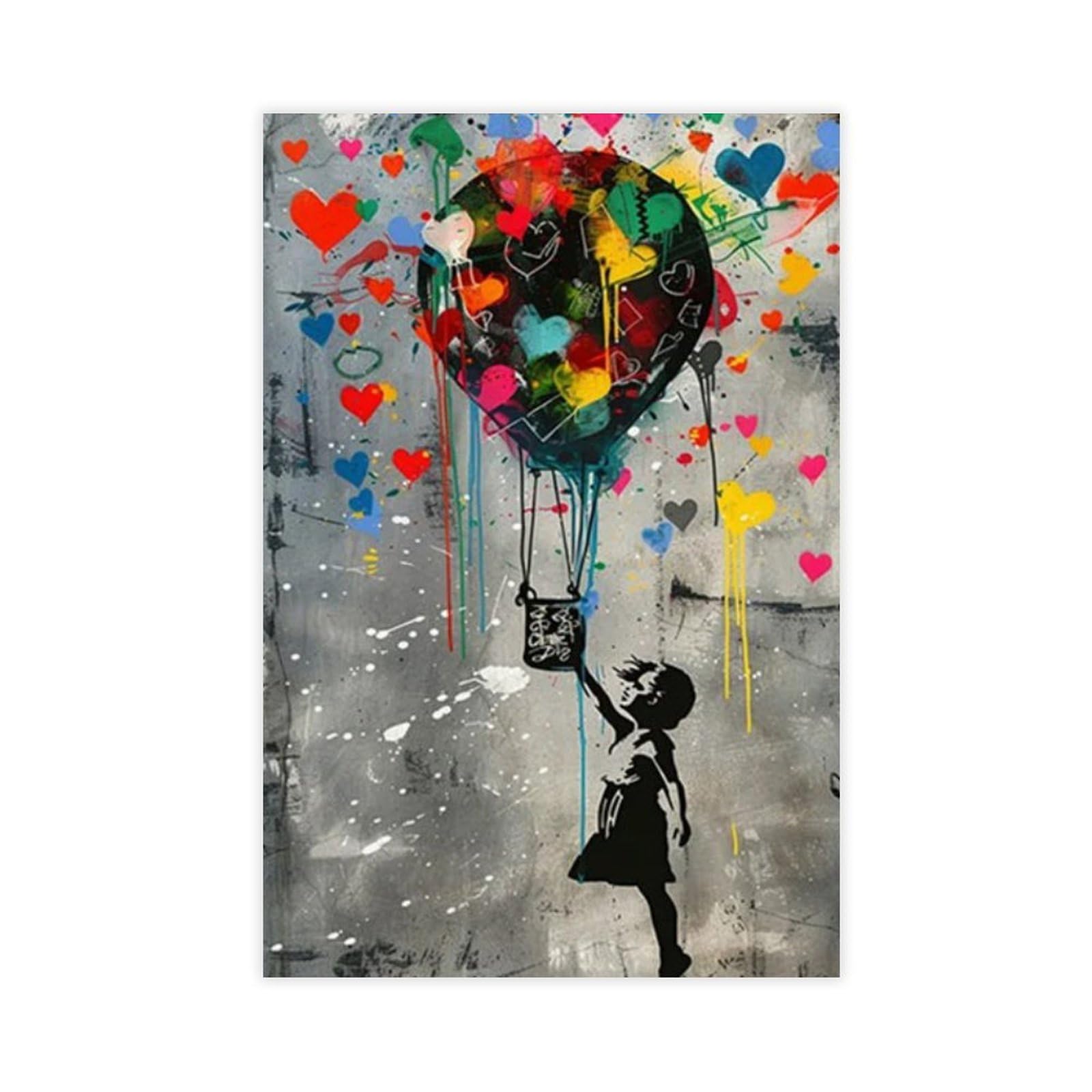Gqvcjsw Girls Banksy Graffiti,Banksy Artwork Canvas Poster Bedroom Decor Landscape Office Room Decor Gift 12X18inch(30X45cm)
