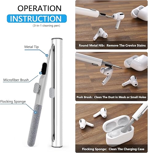 Miniatura 7 de Funda transparente compatible con AirPods Pro de 21 generación con kit de limpieza, funda protectora rígida transparente de TPU con interruptor a