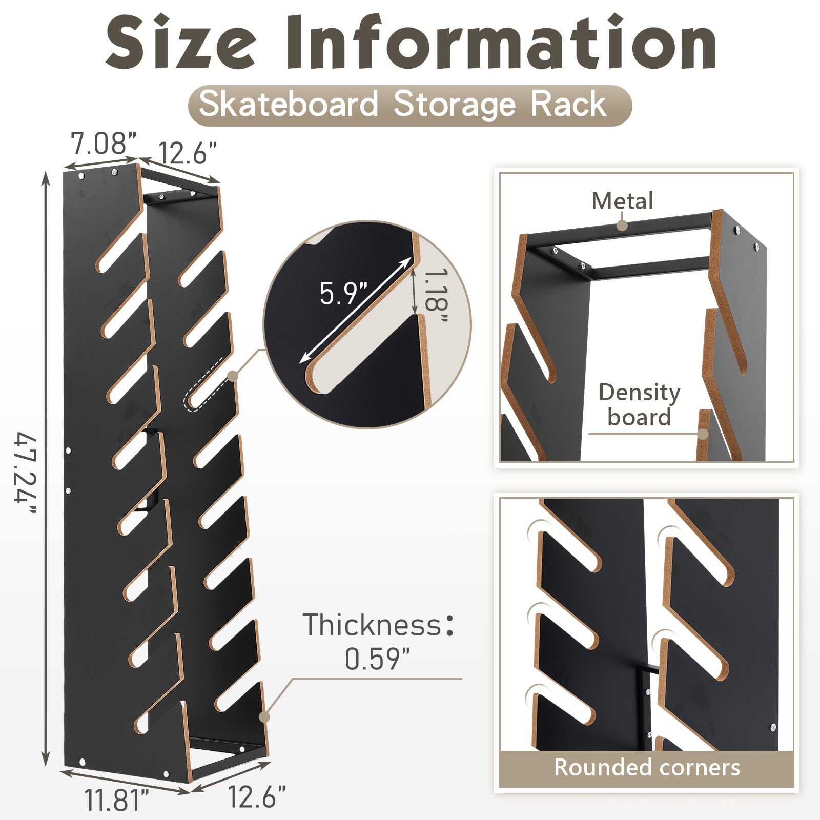 Snapklik.com : Wooden Skateboard Rack Floor Skateboard Stand Holder 8 ...