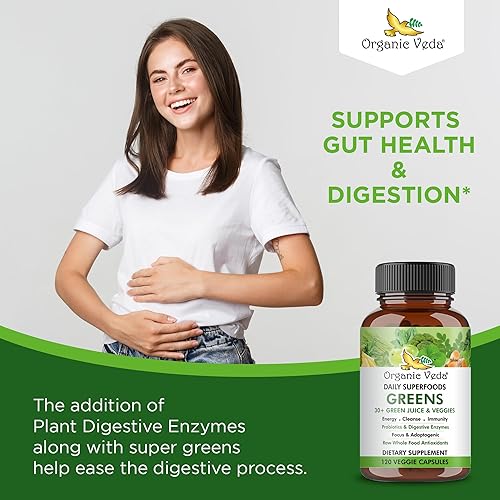 Miniatura 6 de Organic Veda Superfoods Green Cápsulas – 30+ Super Green Juice and Veggies Suplemento con Moringa, Matcha, Espirulina, Clorella, Cúrcuma –