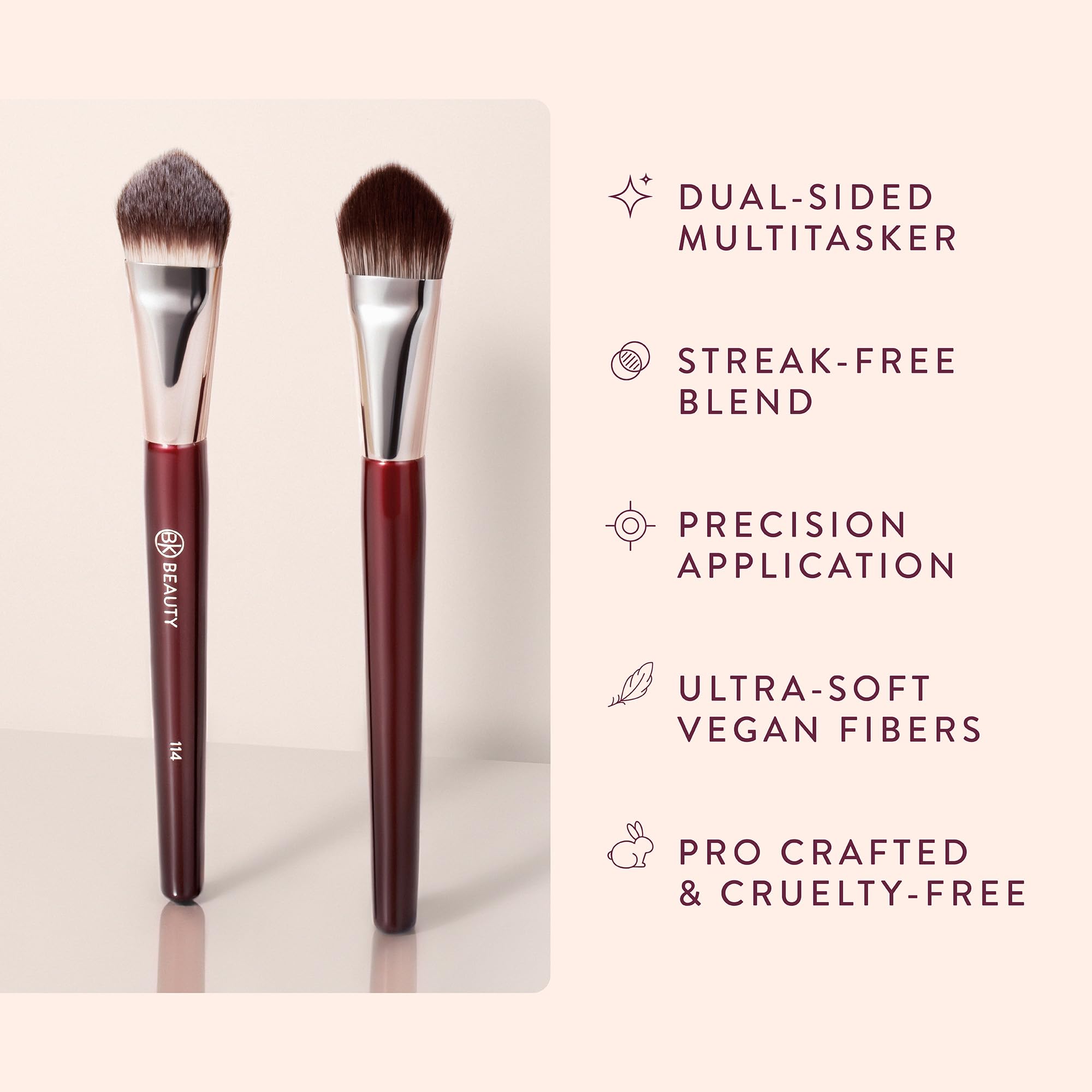 BK BEAUTY 114 Dual-Sided Concealer Brush with Soft Vegan Bristles