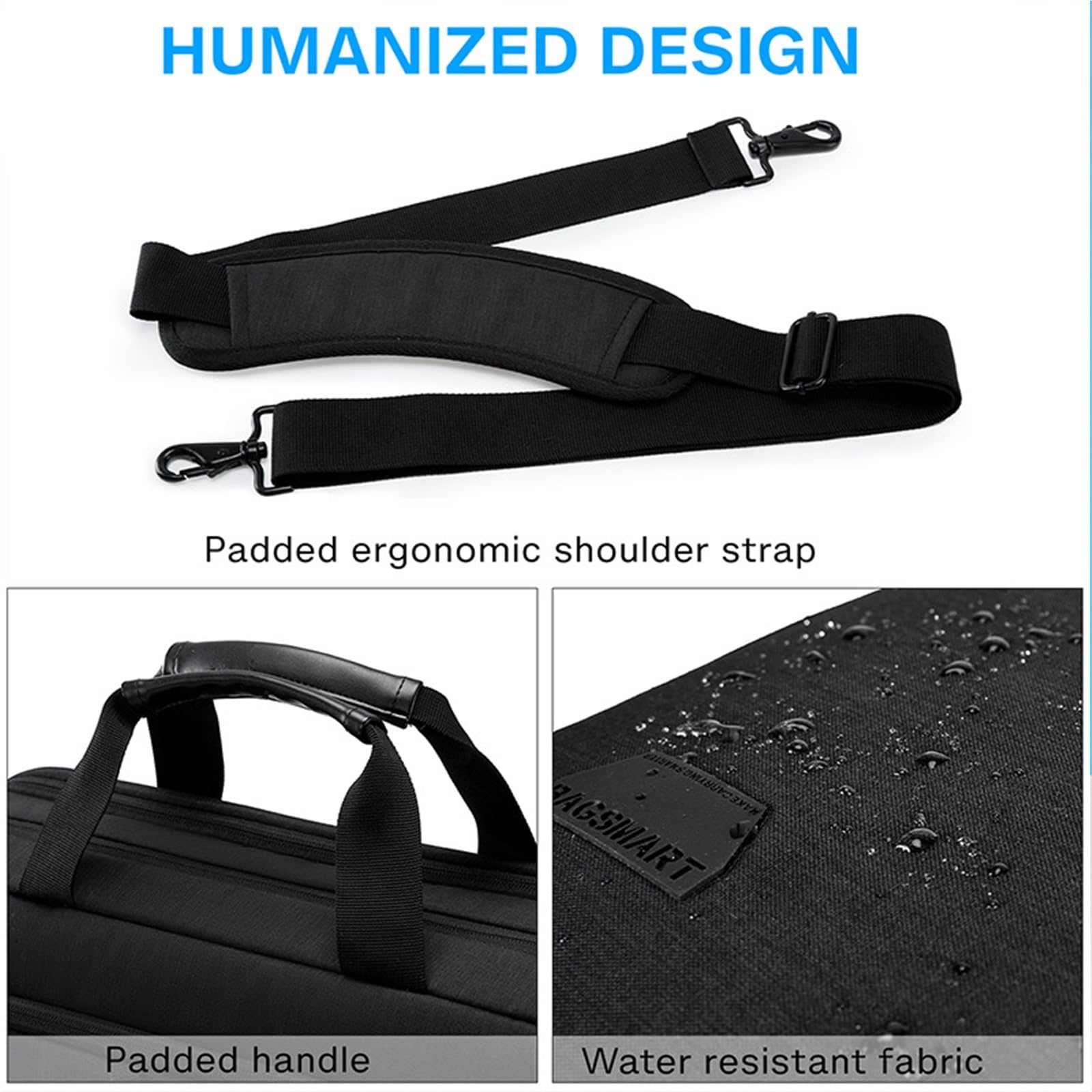 Borsa for laptop da 17,3 pollici, borsa for computer espandibile, grande capacità, borsa a tracolla for laptop da uomo e da donna, for viaggi d'affari