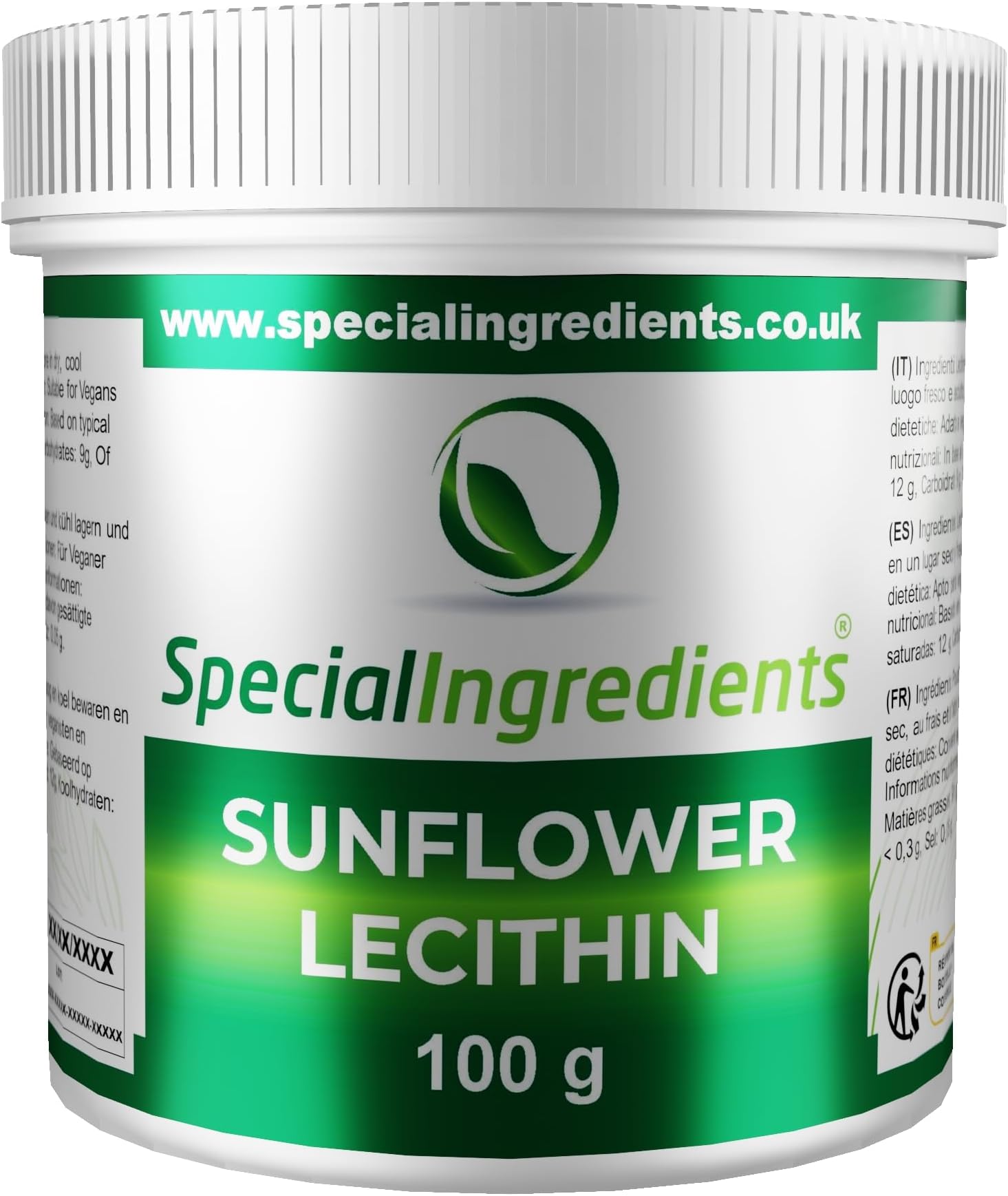 Sunflower Lecithin Powder 100g Premium Quality, Vegan, Non-GMO, Gluten Free – Recyclable Container