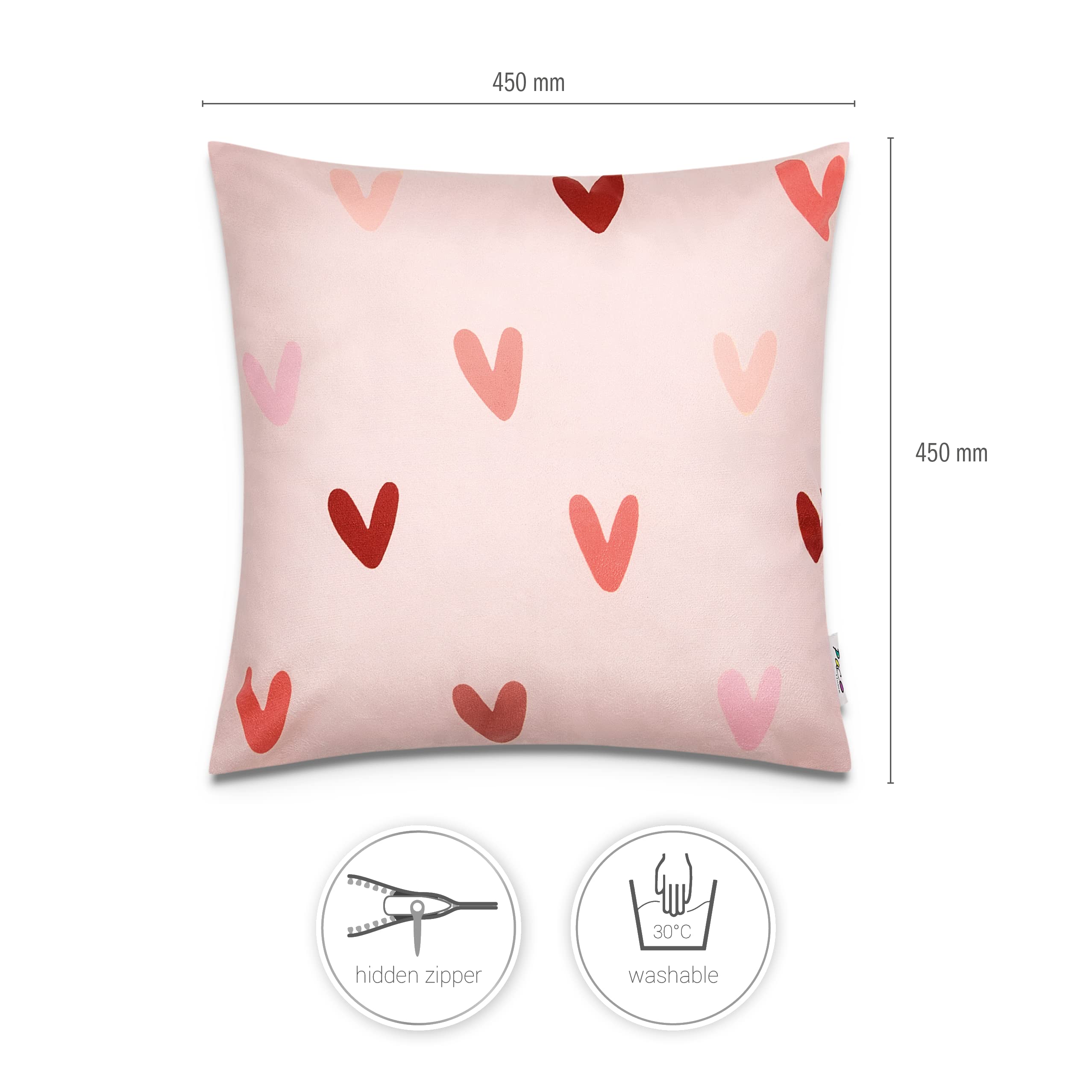 Paco Home Set di 2 federe 45x45 Cuscino Cuscino Fodera Asilo Nido Ragazze Ragazzi Bambini Deco Sole Cuore Camera Bambino