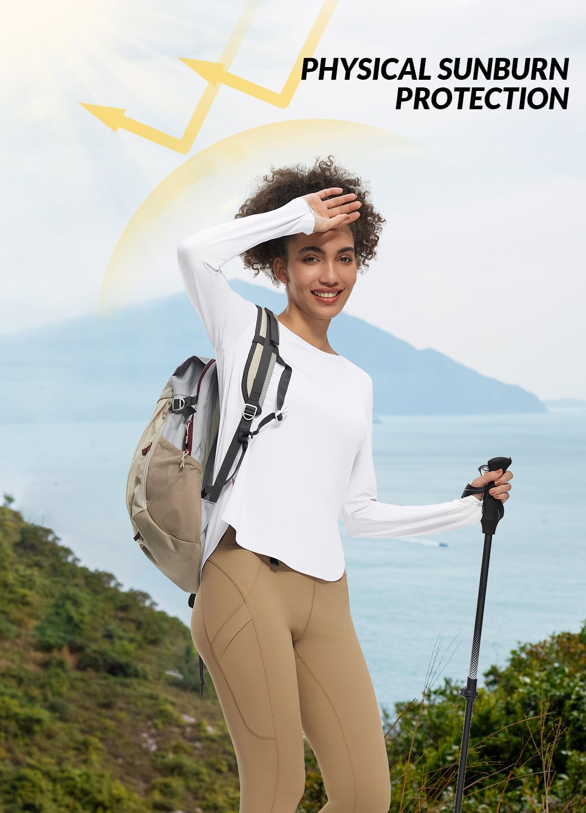 BALEAF Damska koszulka z długim rękawem UV Activewear koszulka z długim rękawem UPF 50+ Longslevee ochrona przed promieniowaniem UV ochrona przed słońcem Rashguards koszulka sportowa