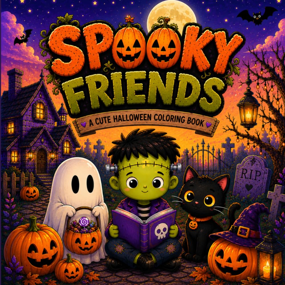 Spooky Friends: A Cute & Cozy Halloween Coloring Book