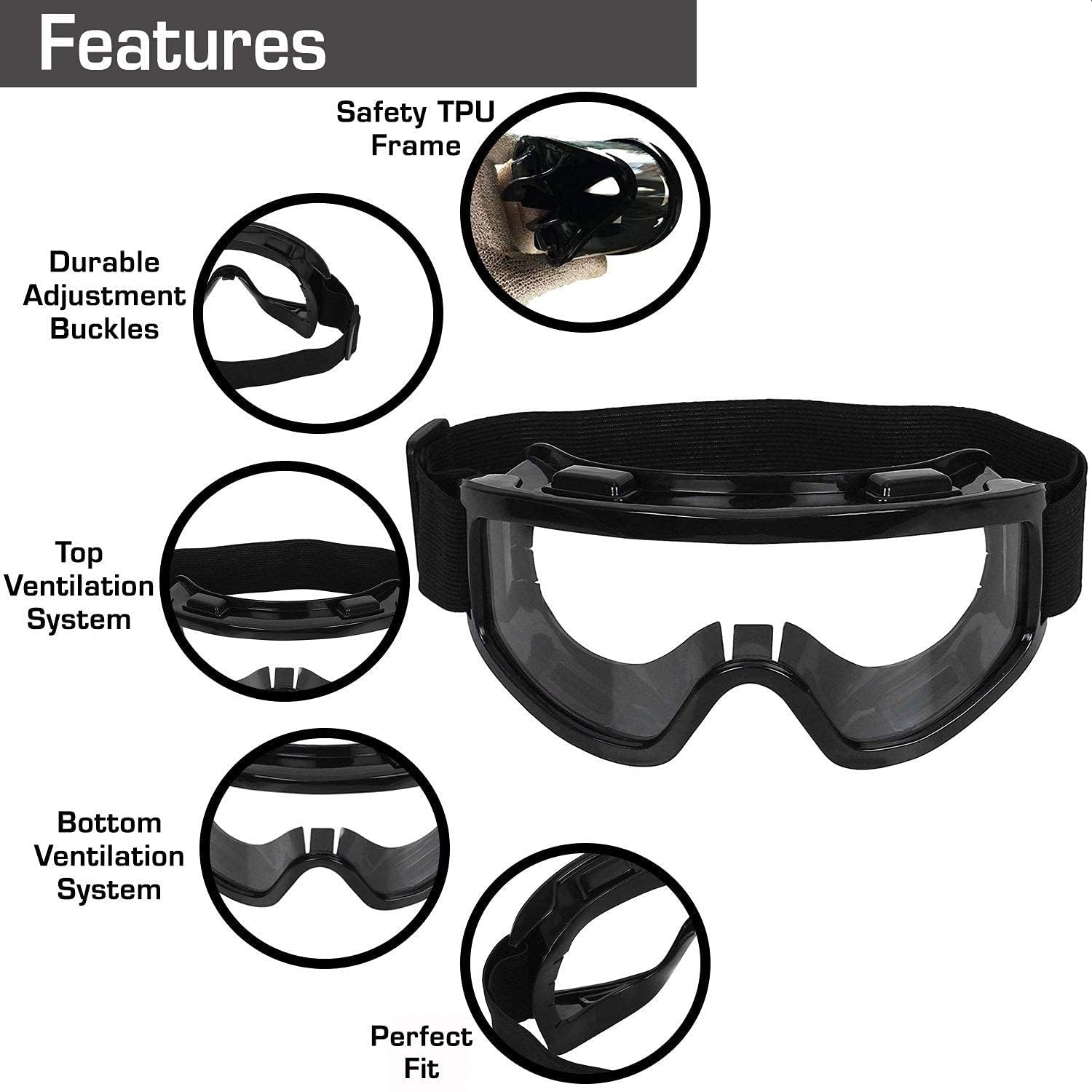 BIRZAR Offroad Motorcycle Goggle | Goggles with Adjustable Buckle | Face & Eyewear Dirt Shield | Ideal for Motorbike, Snowboarding Skiing & Cycling | Helmet Goggle for Men & Women |(Pack of 1) (Black) 3