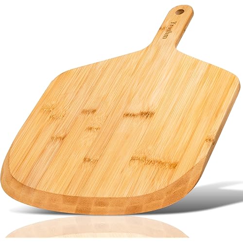 12 Inch Bamboo Pizza Peel Premium Wooden Pizza Board Paddle with Handle for Baking, Serving & Cutting– Use for Pizza, Bread, Pastries, Dough, Easy Grip