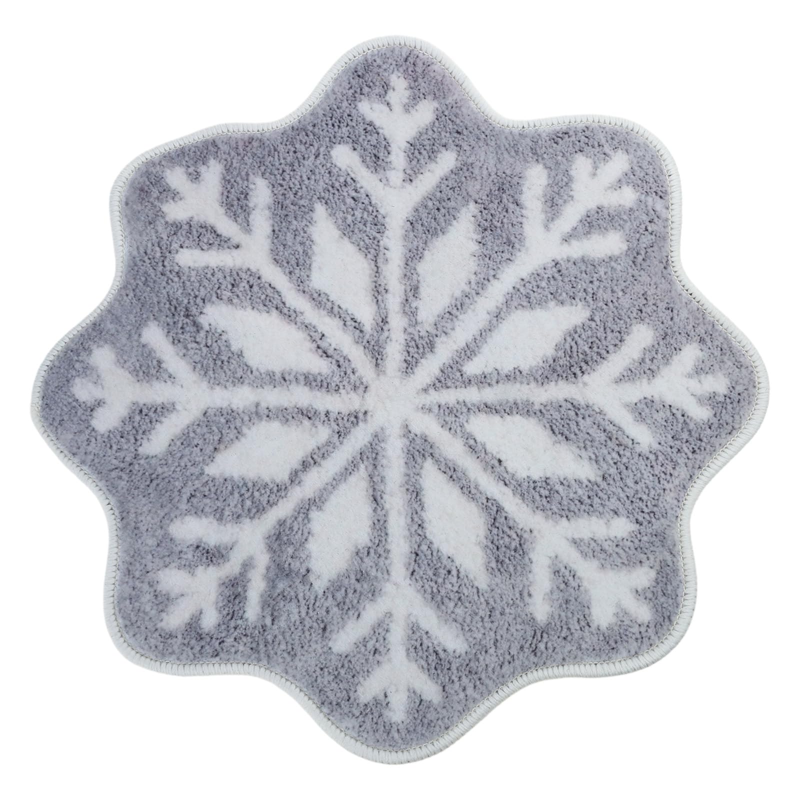 Carotoe Grey Floor Pad Snowflake Shape Decorative And Functional Christmas Bath Mat With High Water Absorbency And Slip Resistant Bathroom Absorbent Rug