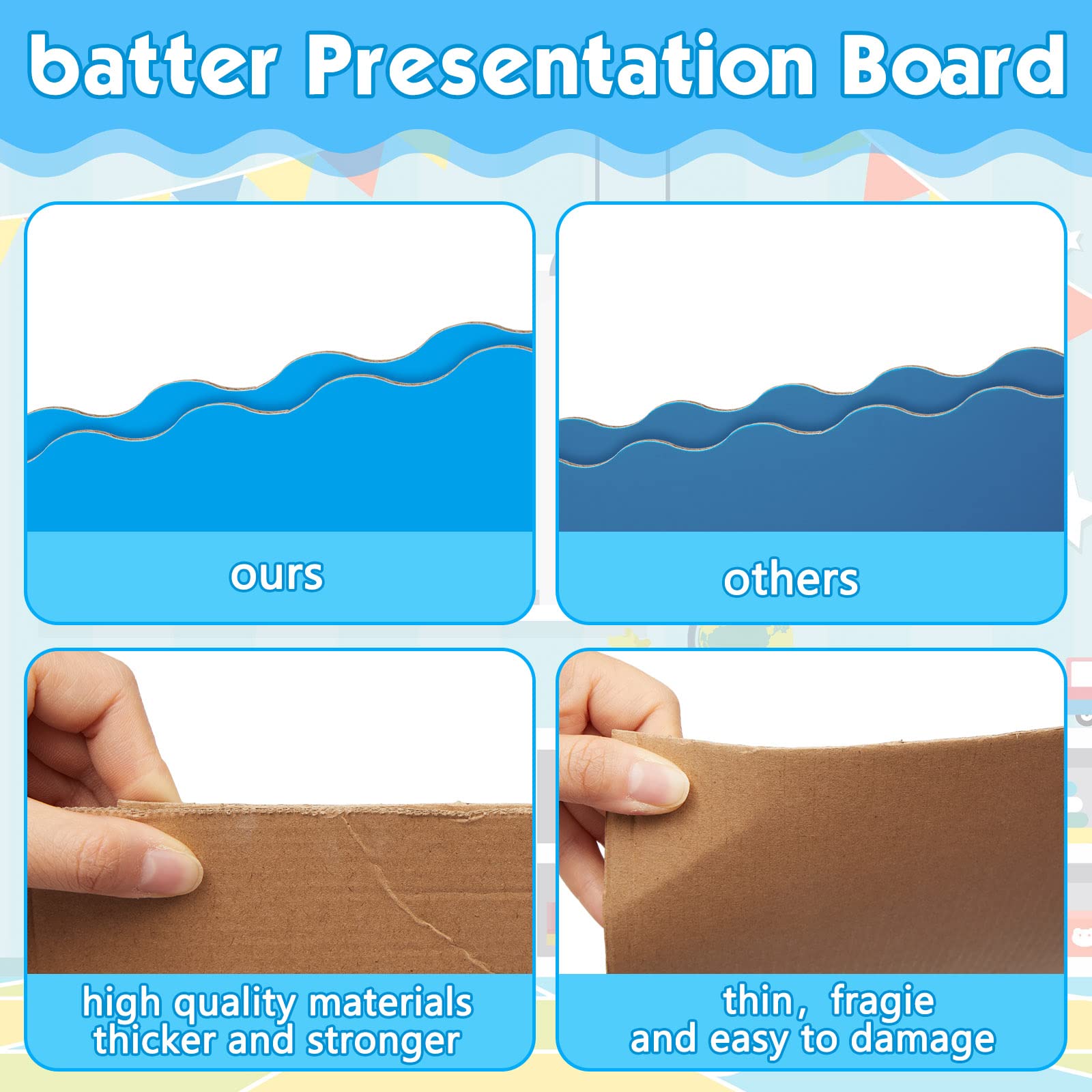 Nuanchu 16 Pcs Jumbo Trifold Poster Board 36 x 48'' Thick Presentation Board Colorful Science Fair Display Board Watercolor Foldable Paperboard for School Class Science Project Display (Fresh)