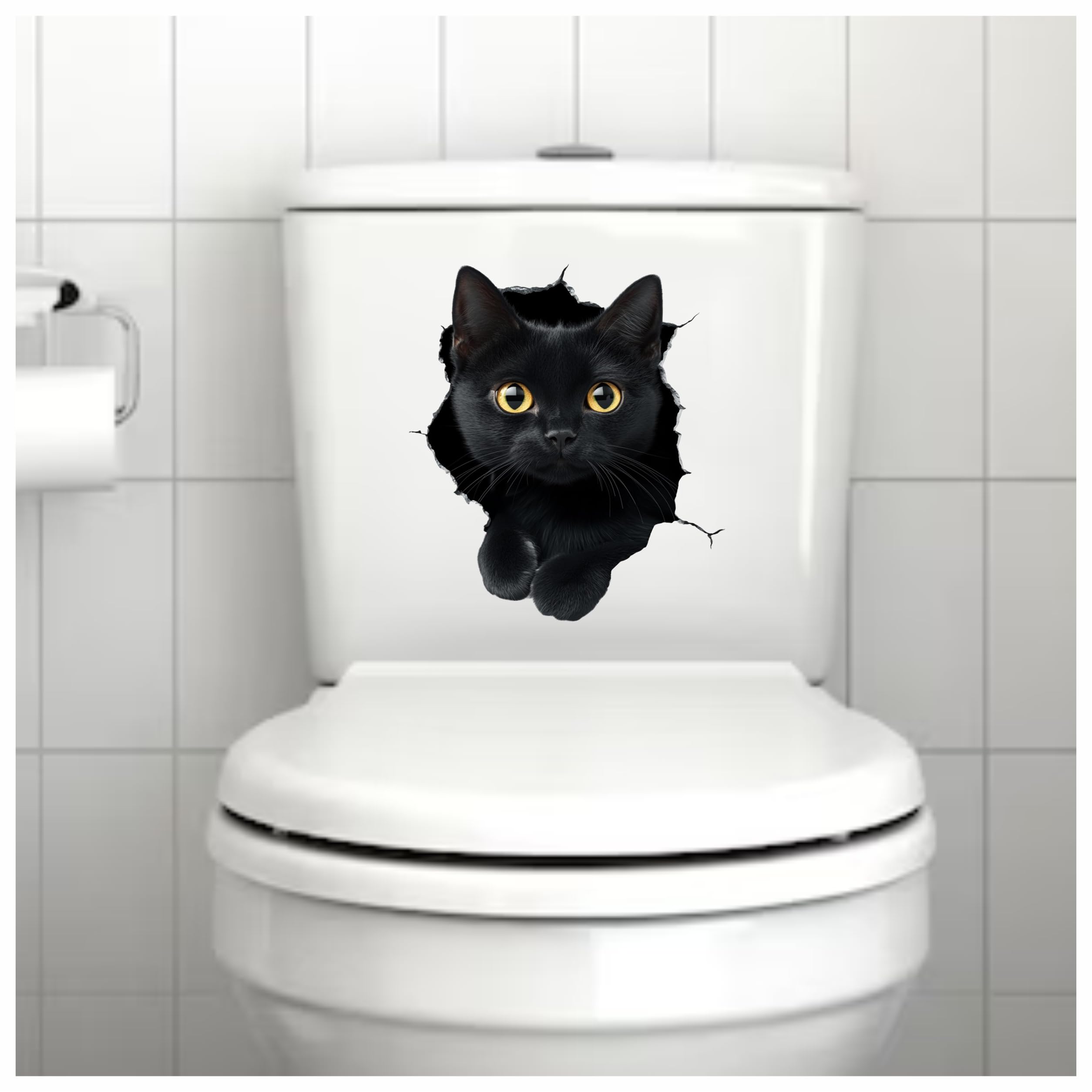 x4 Black Manx Cat Vinyl Stickers Cover Marks Non Transparent Waterproof Kitten Decals 1@20cm Tall & 3@7cm Tall Ideal for Toilet Wall - Image 2