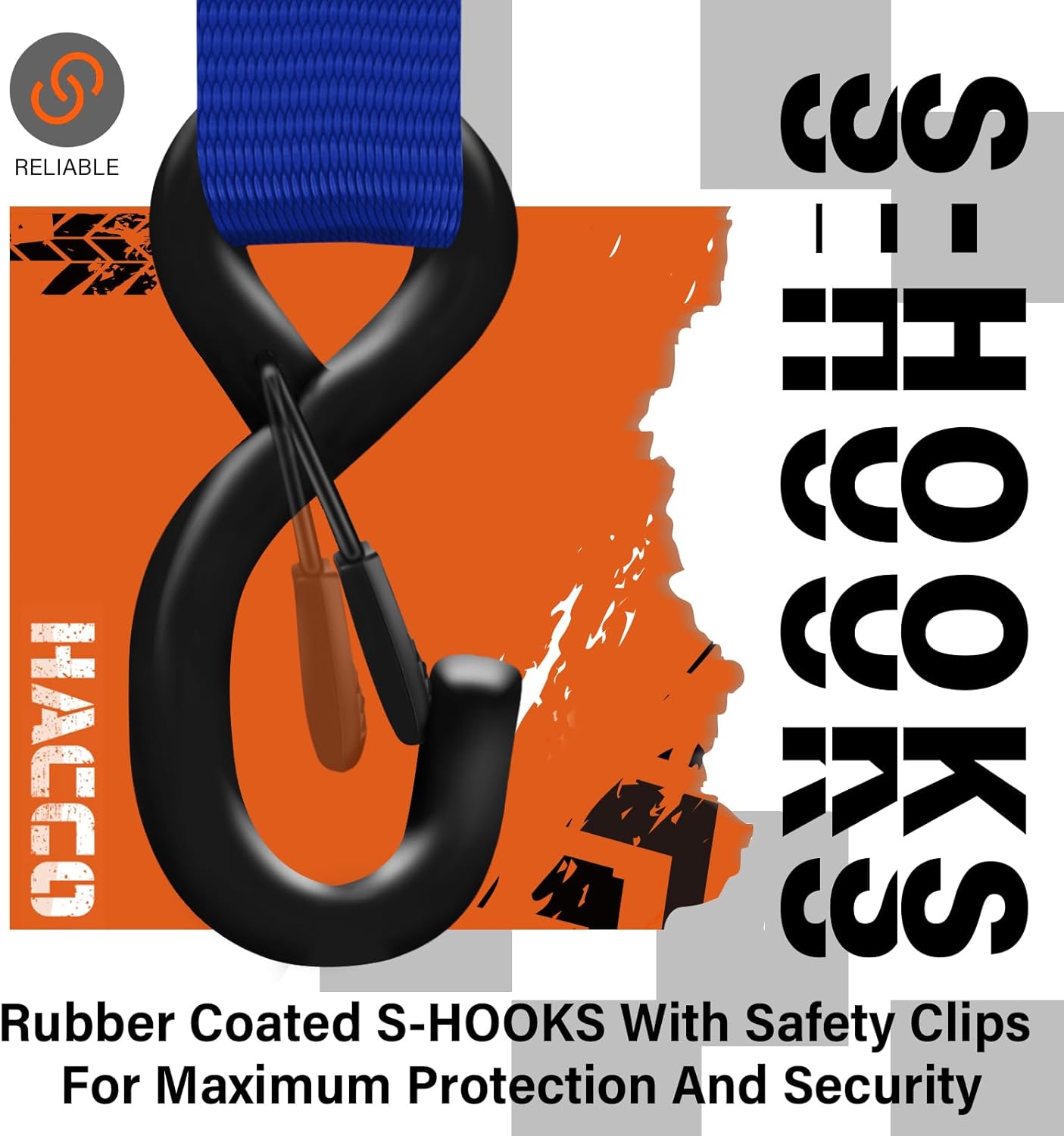 Ratchet Straps, 5280lb Break Strengeth, 1.6" Heavy Duty Ratchet Tie Down Strap Set w/Padded Handle, S Hook, Soft Loop for UTV Motorcycle Truck Cargo Straps (Blue, 8FT) - Image 3