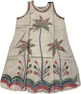 Mogul Interior Women's Tank Brown Top Embroidered Stonewash Round Neck Sleeveless Top M