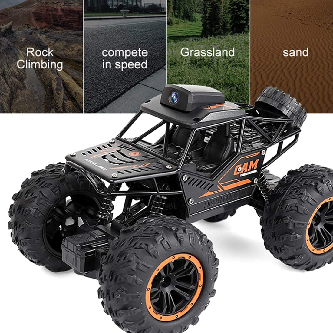 Black Foru Remote Control Car RC Cars with 720P HD FPV WiFi Camera, 2.4Ghz 1/18 Scale Off-Road Remote Control Truck Monster Trucks for Toddlers Kids Adults, Gift for Boys and Girls Gift for Kids 1