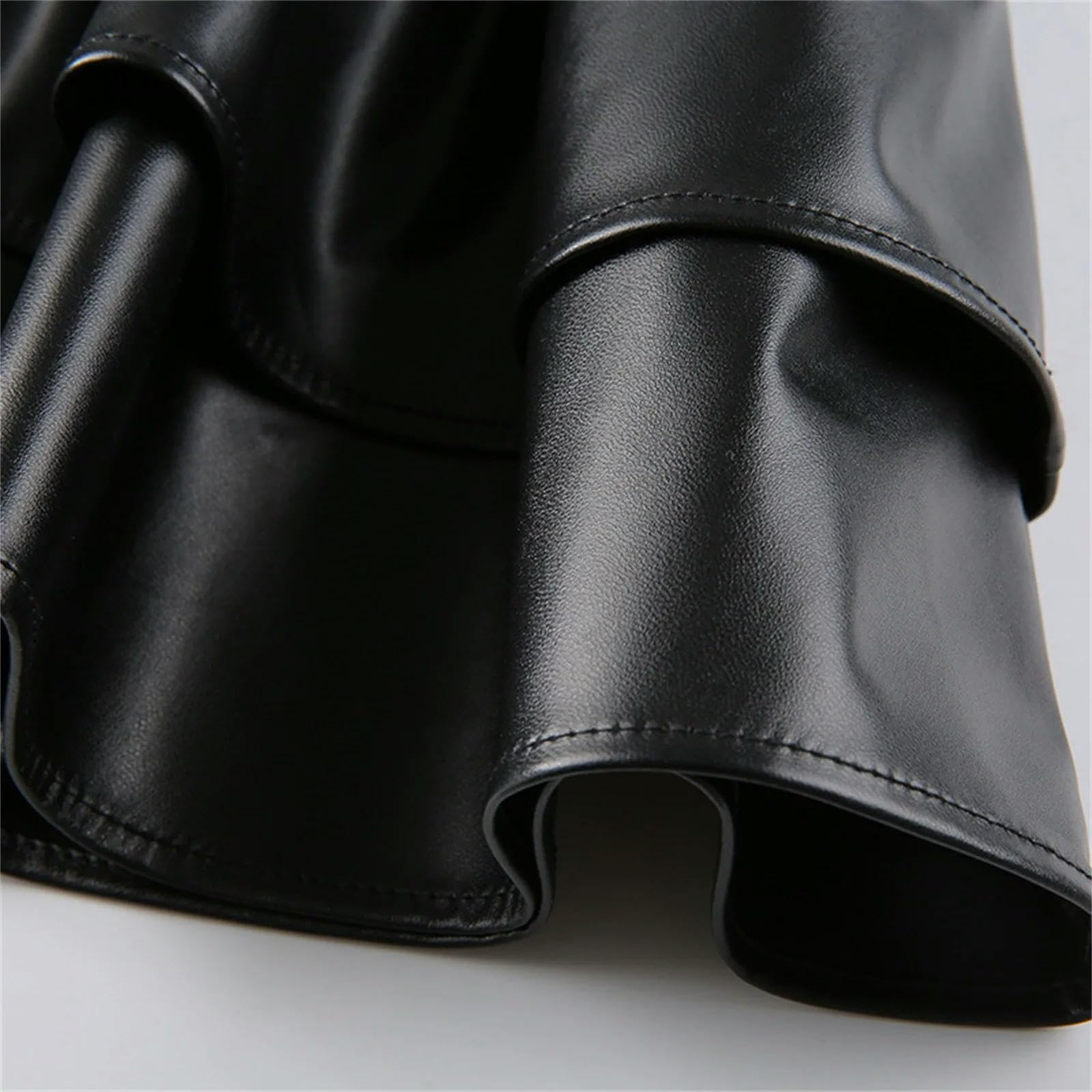Faldas de PU Estilo Punk con Cintura Alta y Cordones, Falda Plisada Negra, Ropa de Calle para niñas, Ropa Oscura, Negro, L