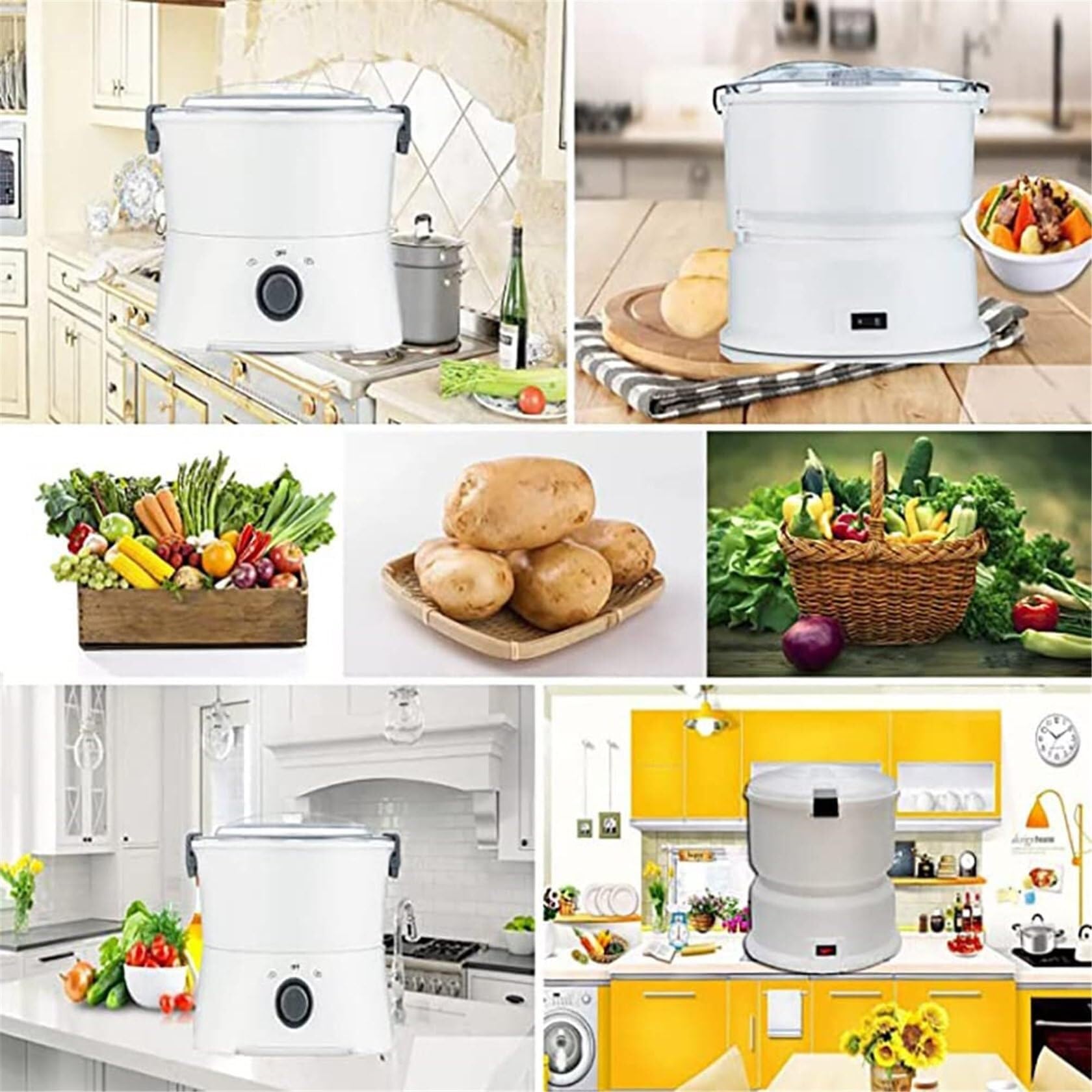 Pelador de patatas rotatorio, máquina peladora de patatas eléctrica, limpiador automático de frutas y verduras, pelador de patatas automático, fácil de usar y limpiar, para el hogar, la cocina y el