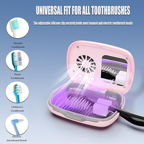 Miniatura 4 de Funda para cepillo de dientes UV-C y soporte para cepillo de dientes eléctrico de viaje con soporte para cualquier cabezal de cepillo de dientes