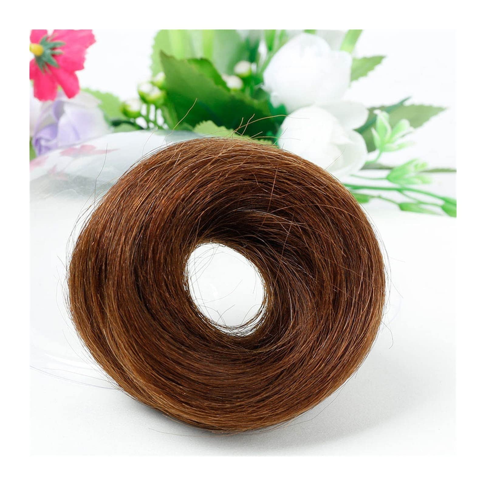 moño desordenado pieza de pelo 1 unidad de postizos de moño con banda de goma elástica for mujeres, moño de cabello humano, moño desordenado, pieza de cabello, moño de donut, cabello Remy brasileño Ha