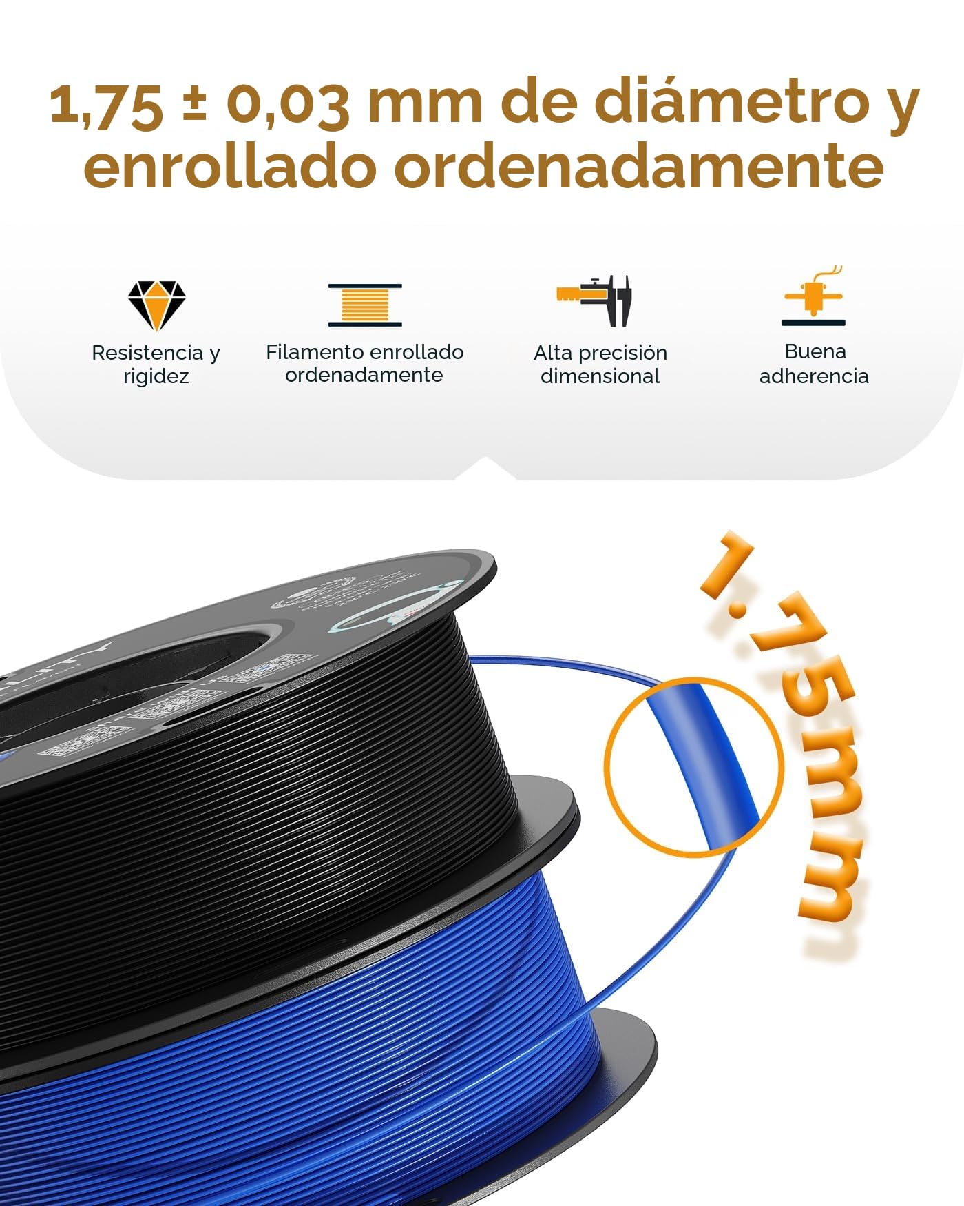 Creality Filamento PETG 1.75mm, Fuerte Tenacidad, Inodoro, Mejor Fluidez, Impresora 3D Filamento Precisión Dimensional +/- 0.03mm, 1KG PETG Negro