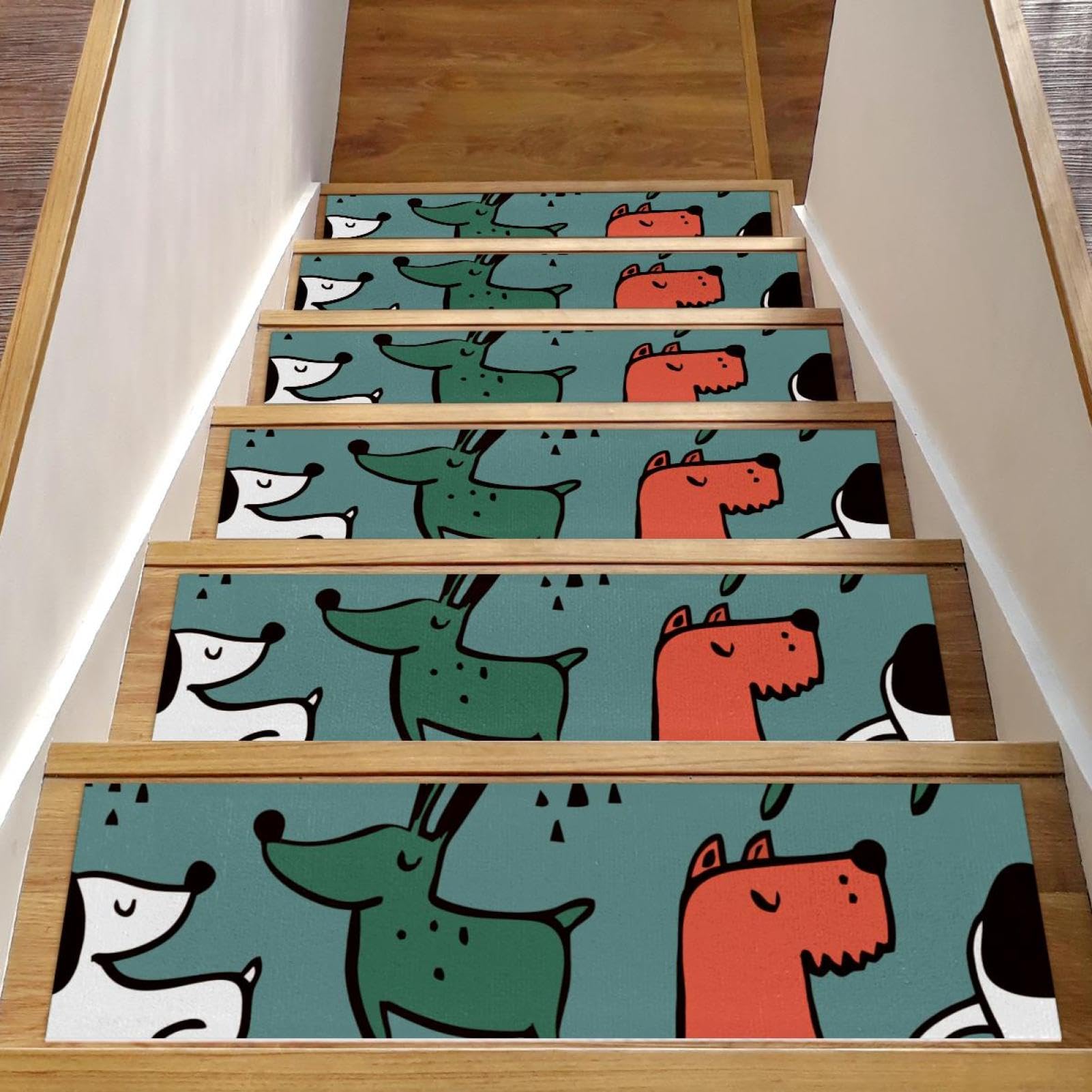 Alfombrillas de escalera antideslizantes para ancianos y perros madera 8x30 15 piezas