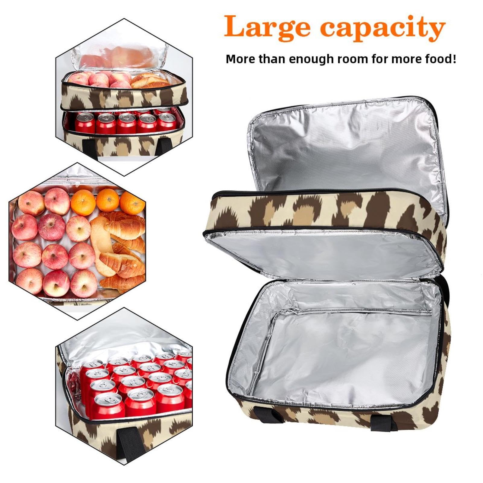Grand sac à déjeuner isotherme pour homme et femme, double couche, étanche, étanche, réutilisable, sac fourre-tout pour le travail, l'école, le pique-nique, la plage, le camping, les voyages, motif