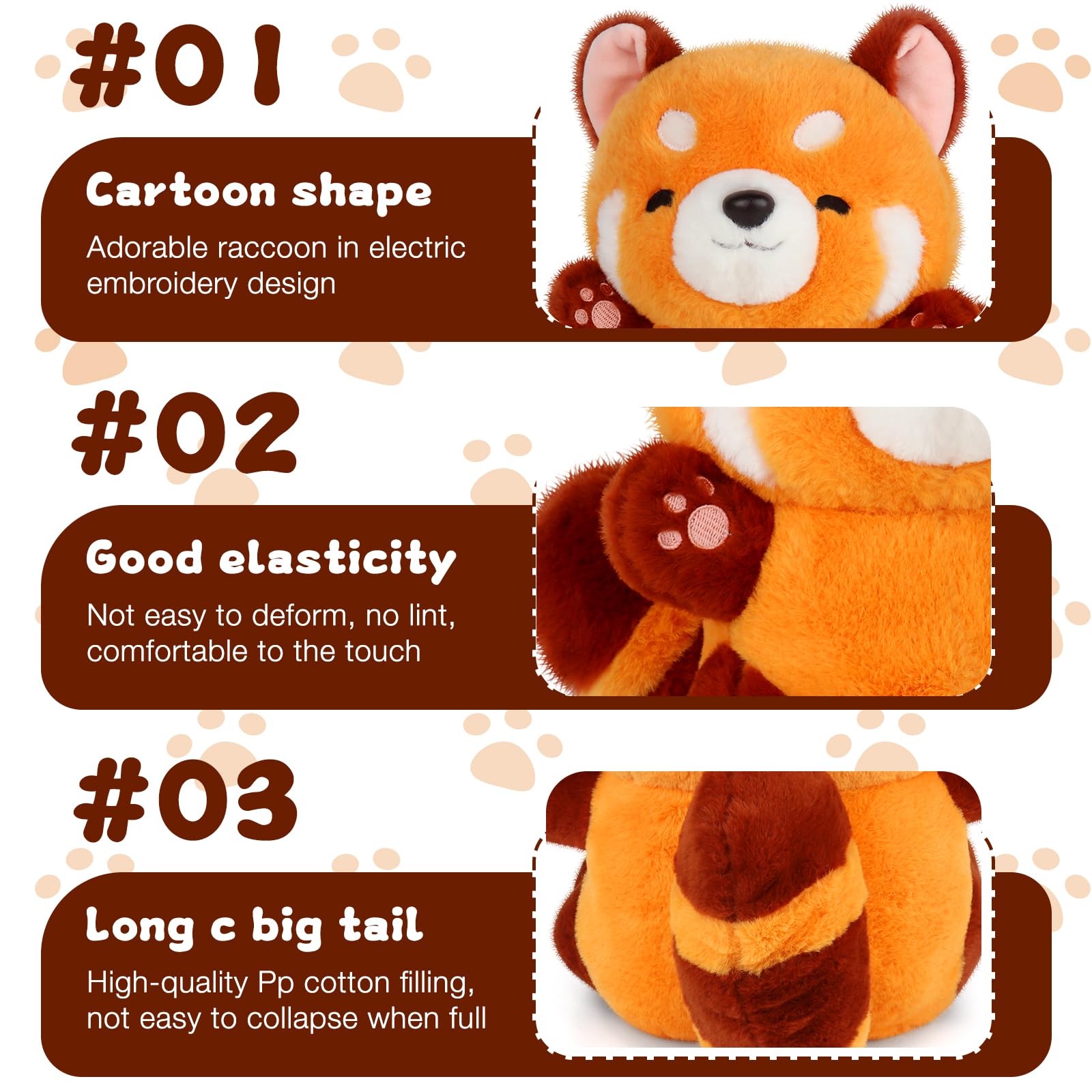 Peluche Panda Rosso Morbido – Cuscino Animale 35 Cm Per Bambini, Regalo Di Compleanno O Decorazione Per Cameretta, Soggiorno E Ufficio