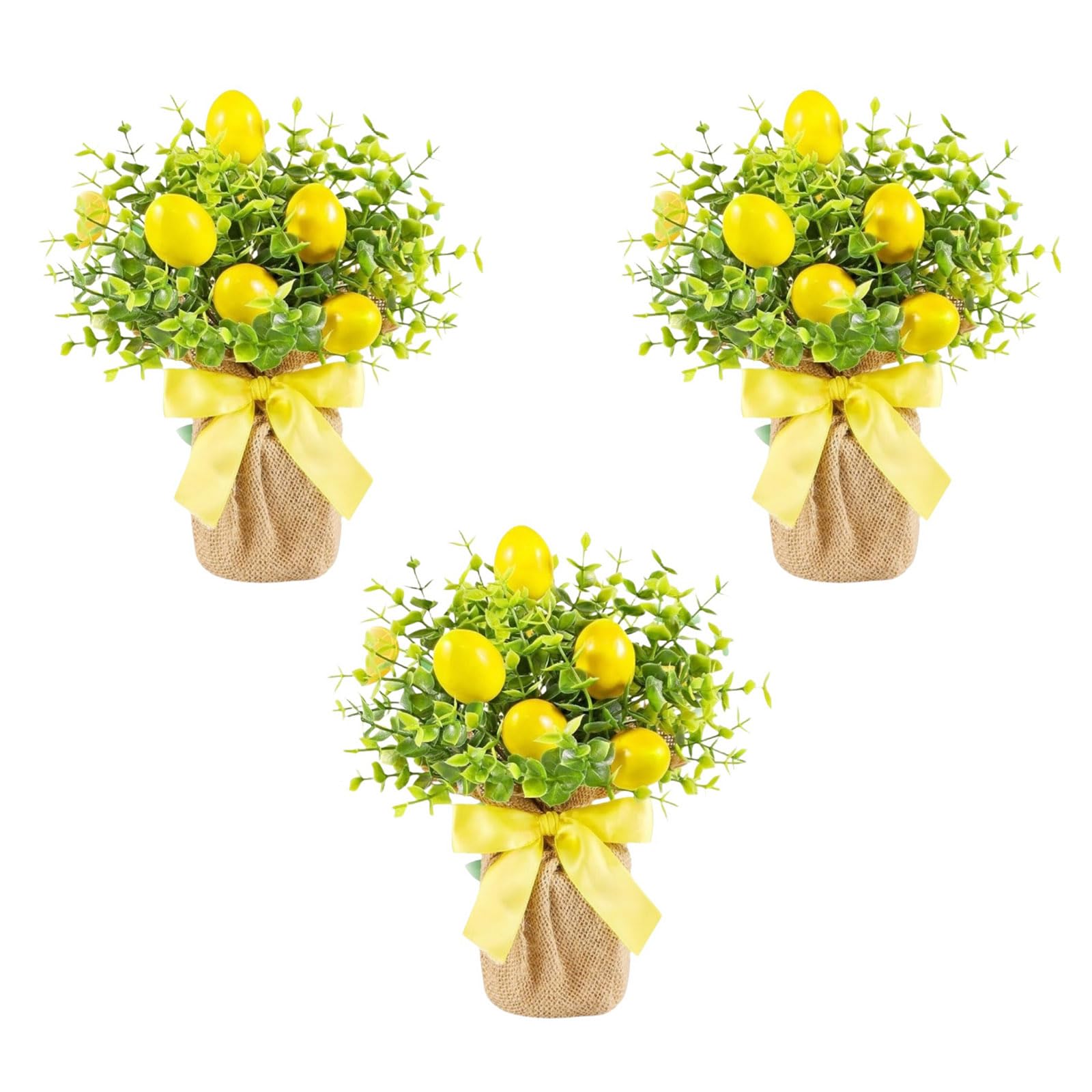 Buxuaaaa 3PCs Elegant Lemon Themed Potted Arrangements Decoration Solution for Bookshelf Windowsill and Gift Givings Lemon Potted Plant