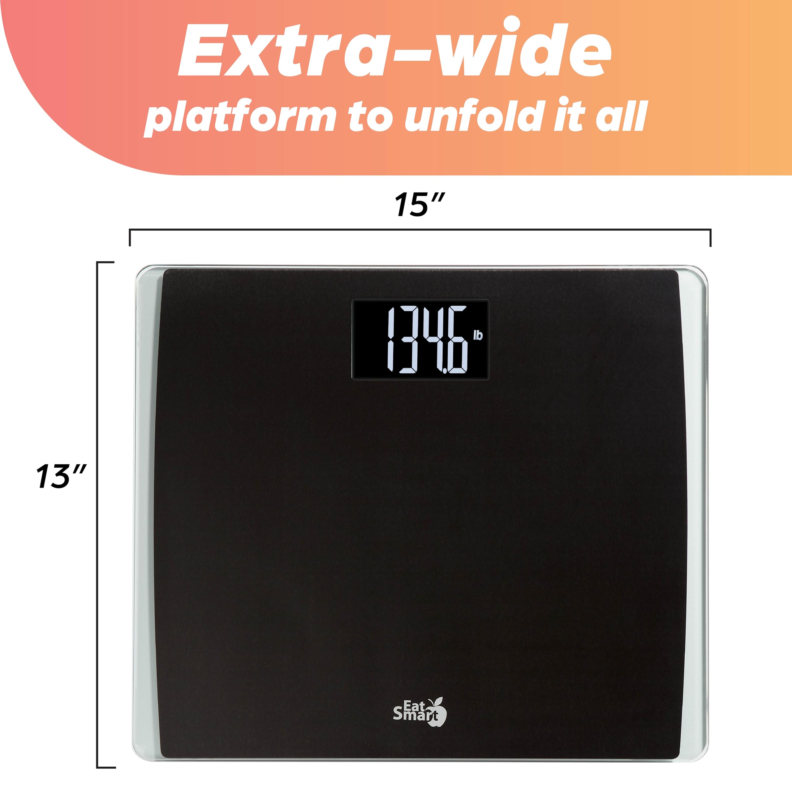 EatSmart Digitale Präzisionswaage für Körpergewicht, extra breite Plattform, hochsichtbares Display, Ultra-langlebiges Design für Zuhause, Haustiere, Gepäck und mehr, 250 kg hohe Kapazität, Schwarz
