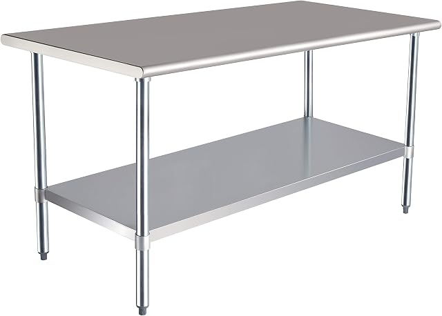 AmazonCommercial NSF Stainless-Steel Workbench - 76 x 152 cm