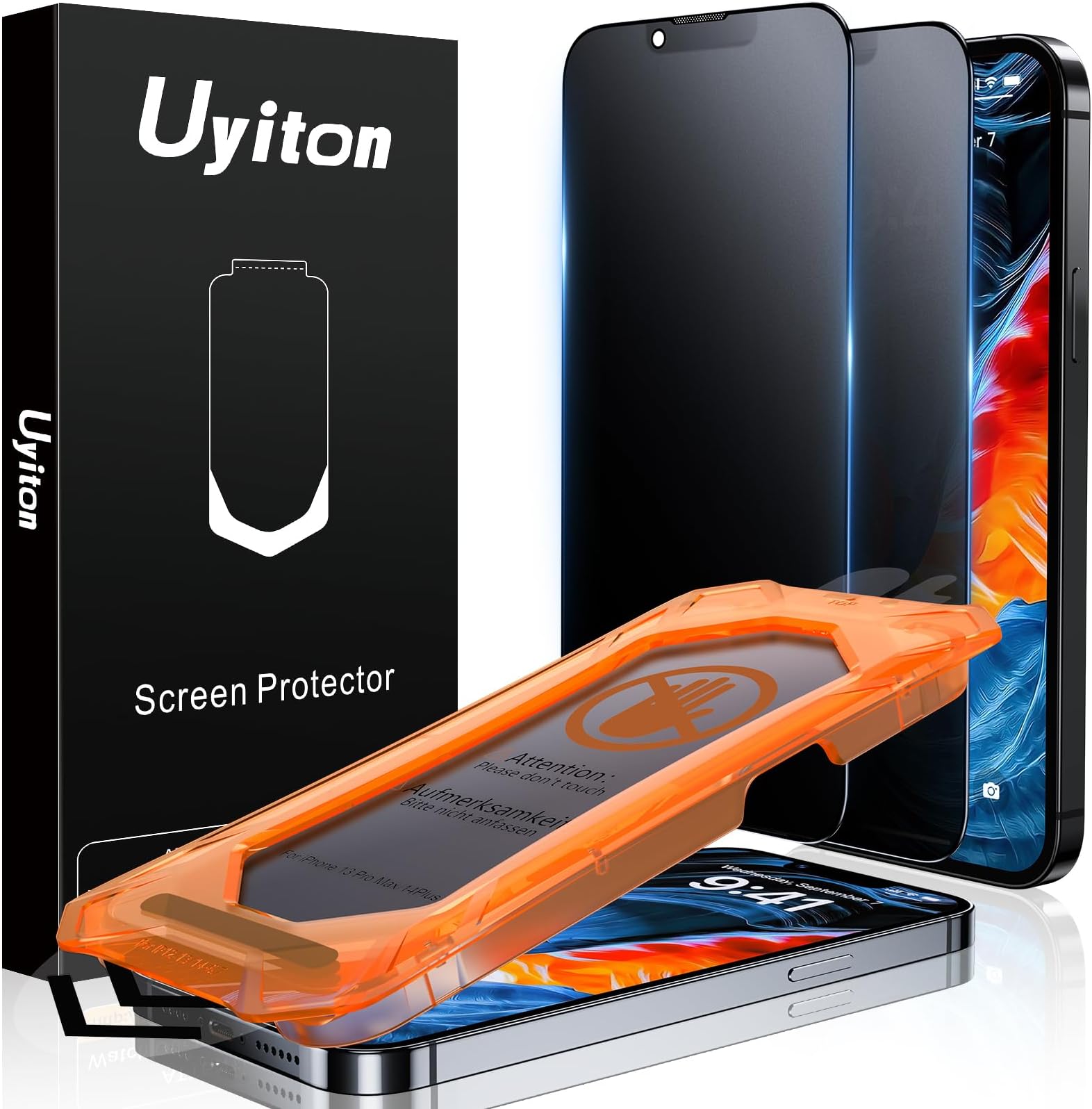 Uyiton for iPhone 14 Plus Matte Privacy Screen Protector - Anti-Fingerprint [Easy Fit] Anti-Spy Shatterproof Full Coverage Case Friendly 9H Tempered Glass Screen Cover, 2 Pack