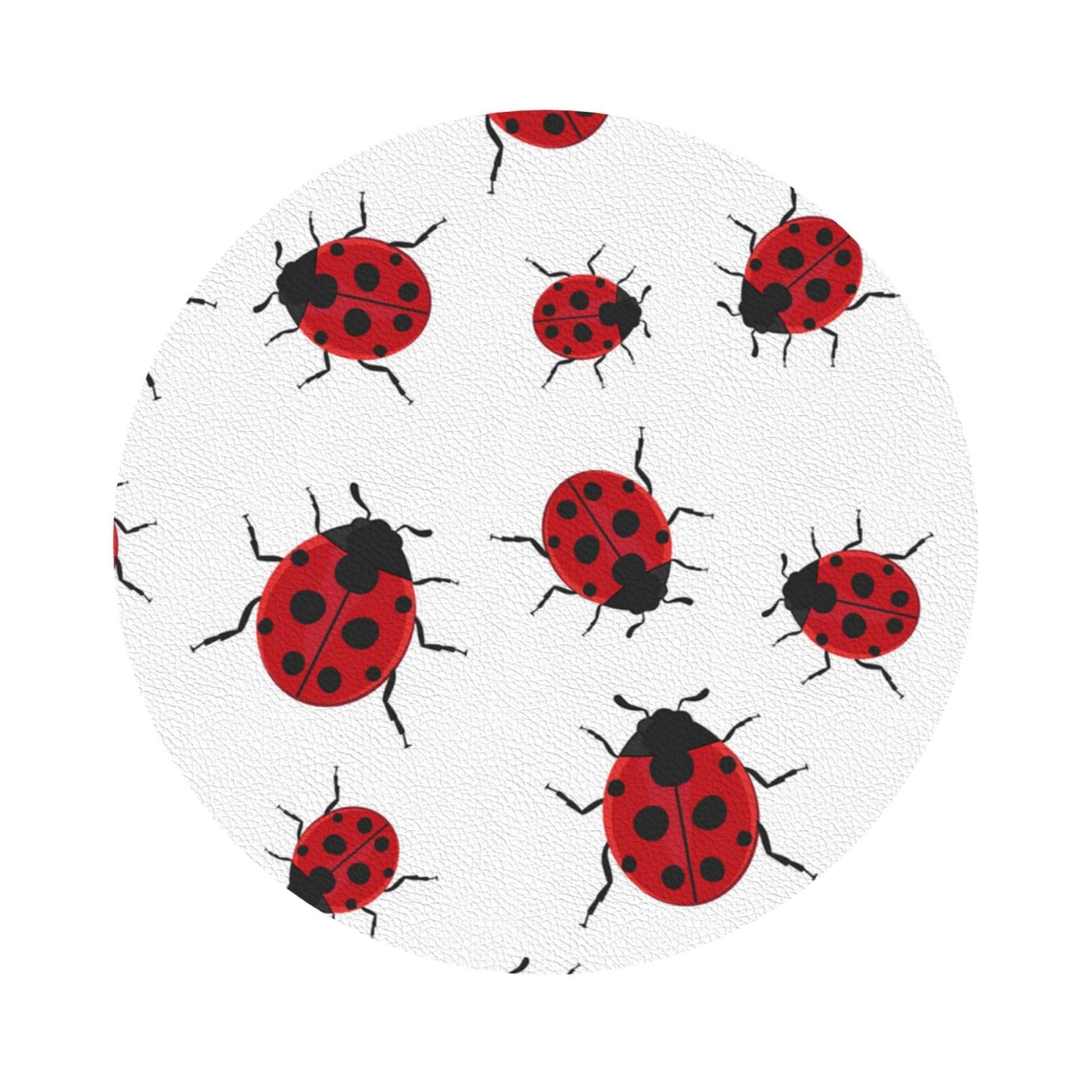 ladybug PU Leather Coasters Set of 6 Round Drink Coasters